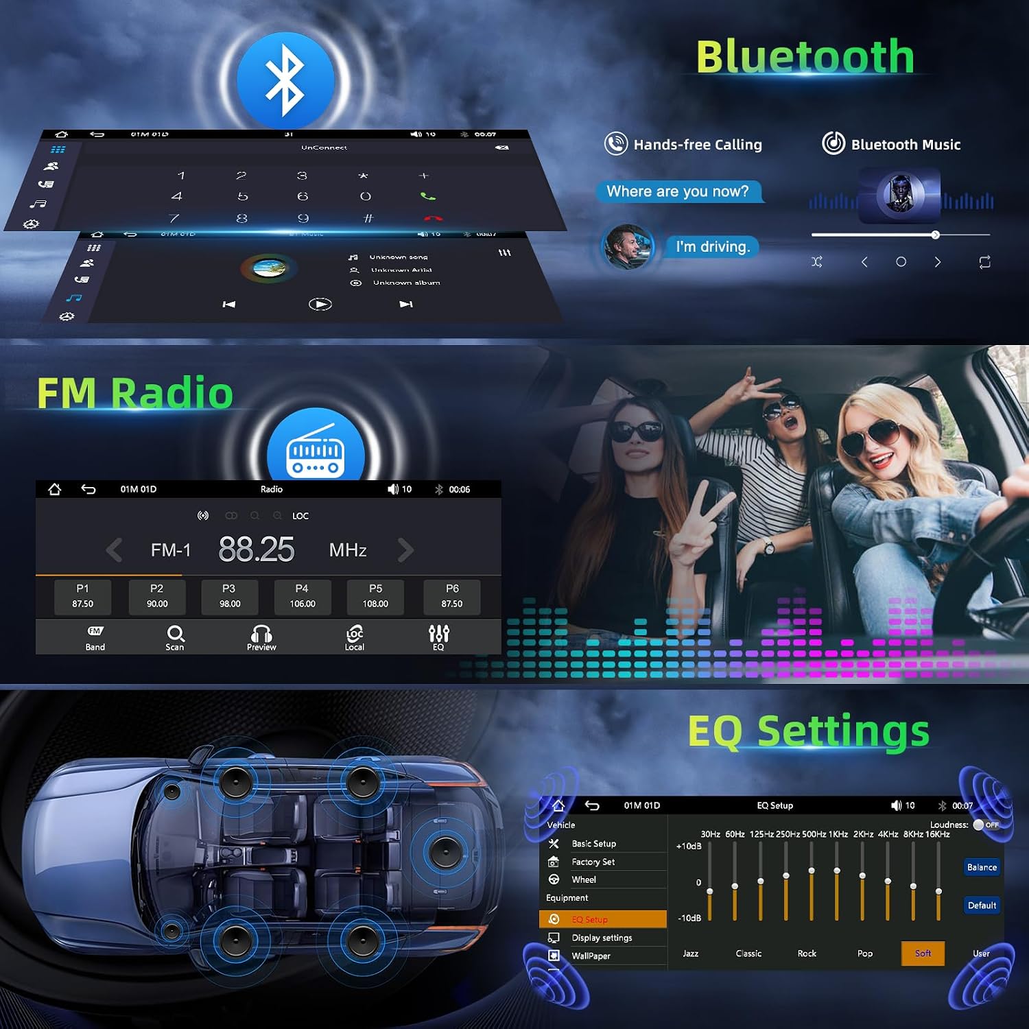 Thumbnail 4 de Autoradio 1 DIN con Schermo Wireless CarPlay & Android Auto – 6,86" HD Touch, Telecamera Retromarcia