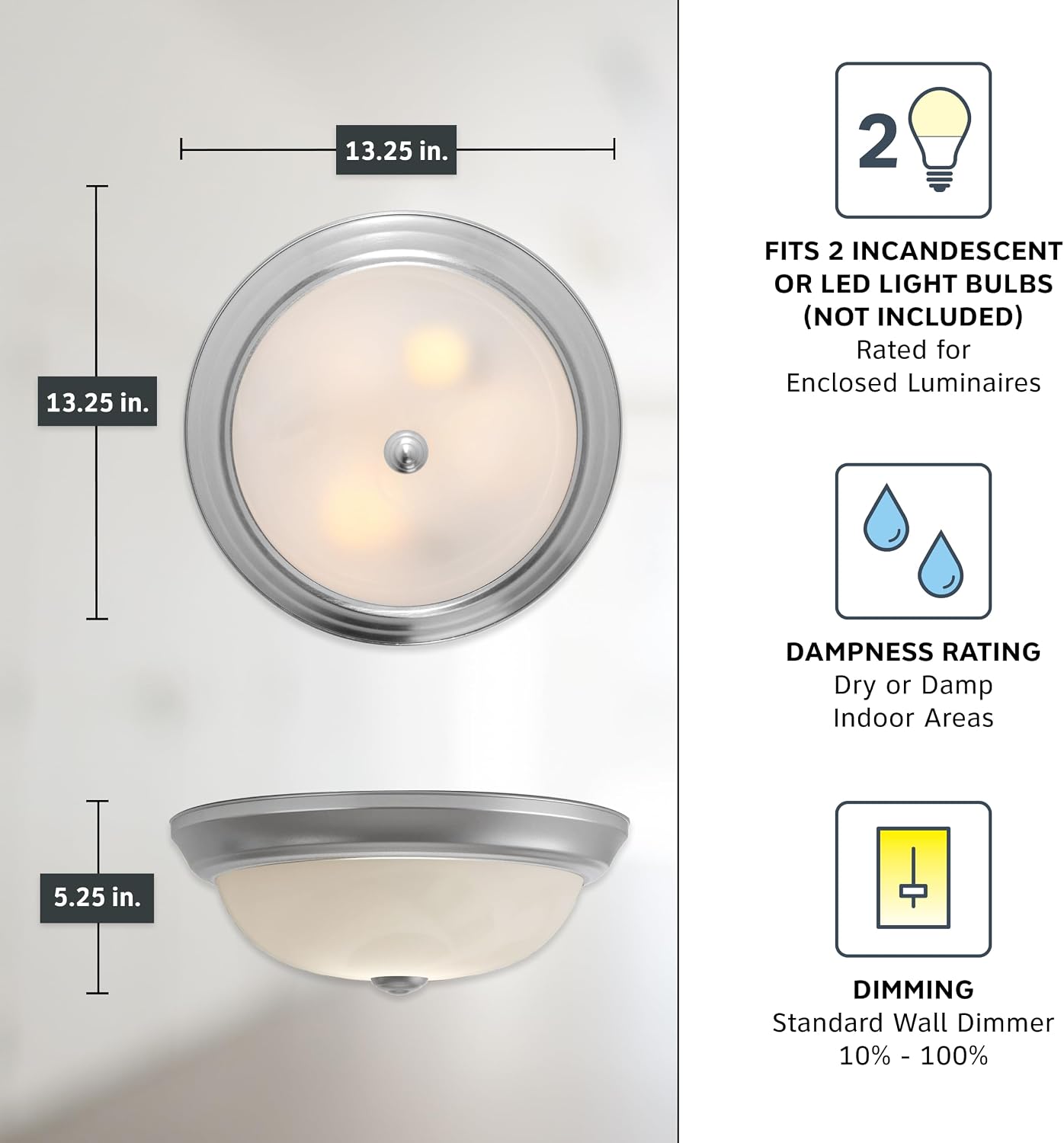 Detalle 2 de Designers Fountain Flush Mount Ceiling Light 13 in