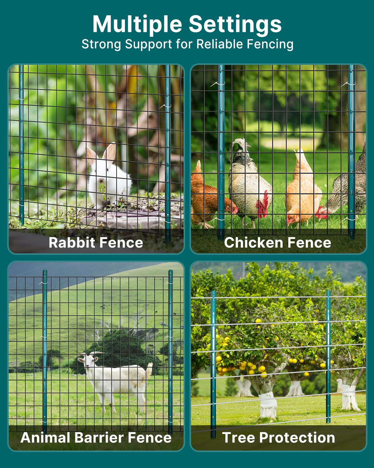 Thumbnail 2 de ARIFARO 121cm / 4ft Metal Fence Posts (Pack of 10) for Wire Fencing