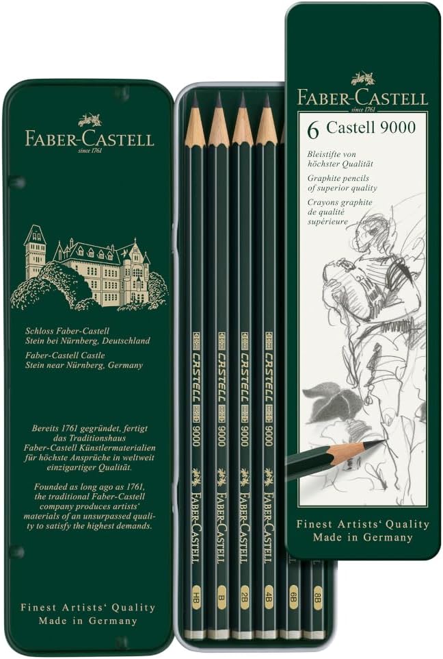Detalle de Faber-Castell Castell 9000 6er Etui – Bleistifte mit bruchgeschützter Mine