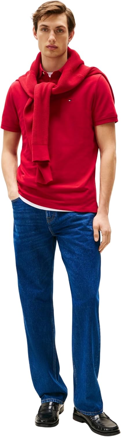Detalle de Tommy Hilfiger Herren Poloshirt Kurzarm 1985 Regular Fit aus Bio-Baumwolle