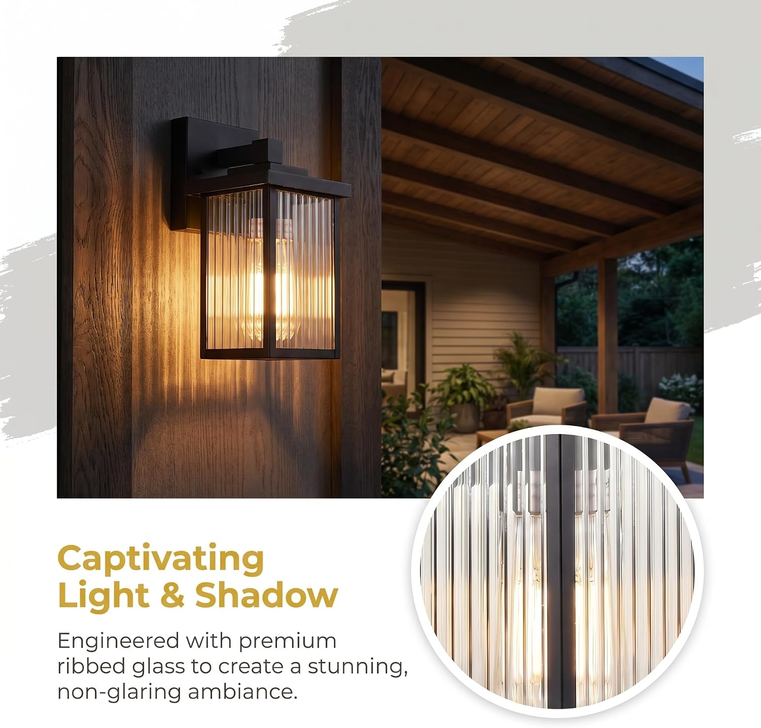 Detalle de Hameso Outdoor Wall Light with Tempered Glass