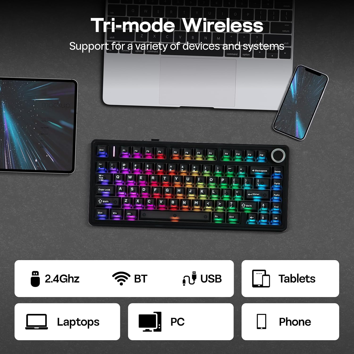 Detalle de EPOMAKER X Aula F75 75% Wireless Gaming Keyboard (Pink) — Compact, Quiet, and Fully Customizable
