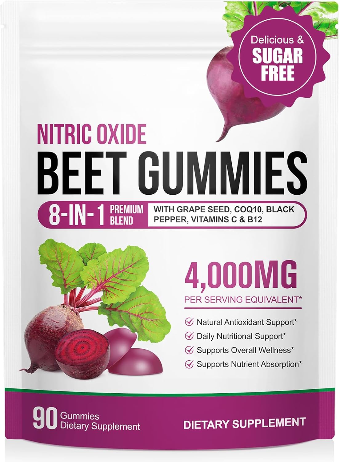 Detalle de chenyayun 90-Chew Beet Root Gummies, Sugar-Free 8-in-1 with CoQ10
