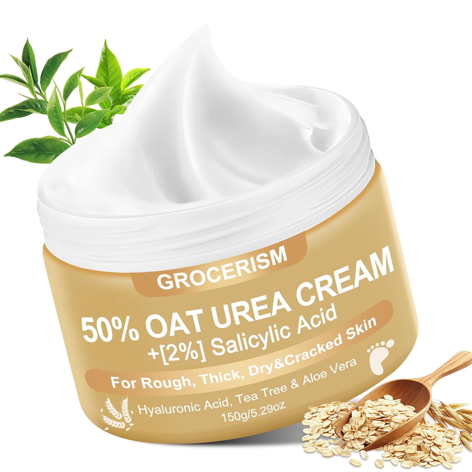 Detalle de Grocerism Urea Creme 50 % für Füße (Maximale Stärke) mit 2 % Salicylsäure, 150 g