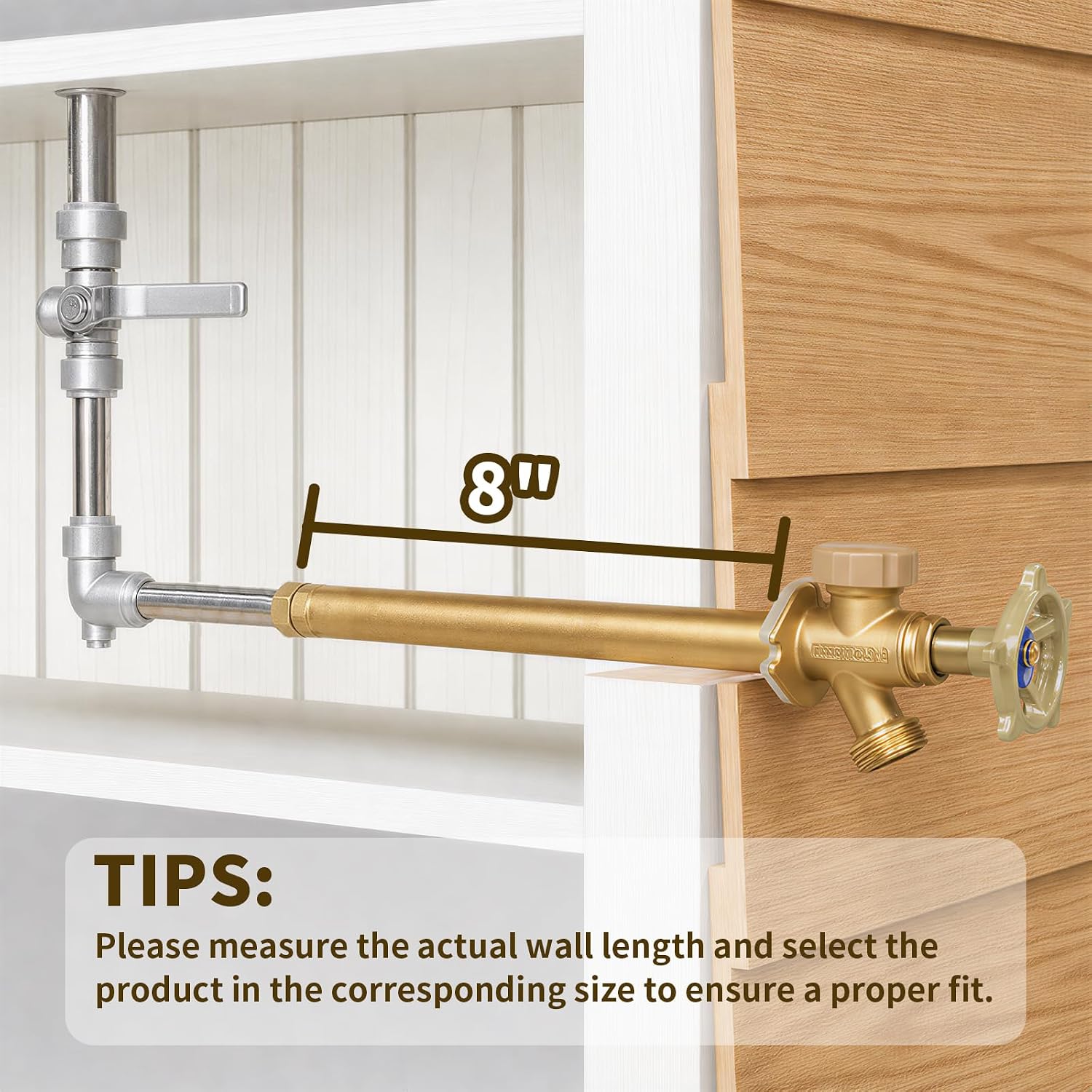 Detalle de Himaweek FROST06 8-Inch Frost-Free Sillcock Valve, Anti-Siphon Brass