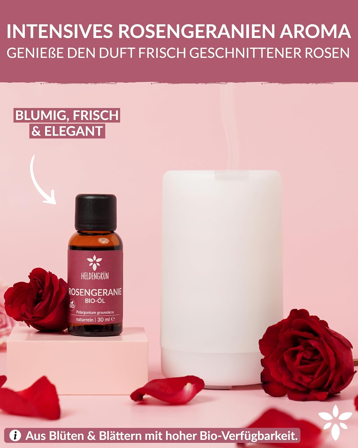 Thumbnail 2 de Heldengrün® BIO Rosengeranienöl (100% naturrein) – echtes Rosenduft-Geranienöl für Kosmetik & Aromatherapie