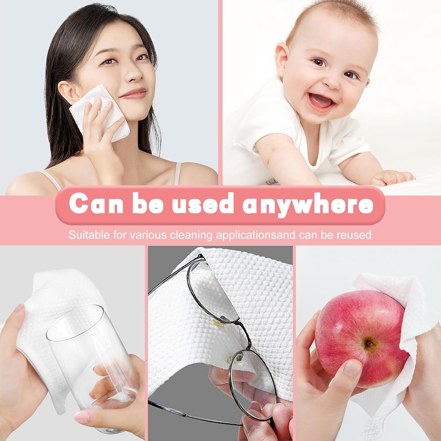 Thumbnail 4 de Disposable Face Towel 200 Count: Soft Cotton, Double-Sided, Lint-Free for Sensitive Skin