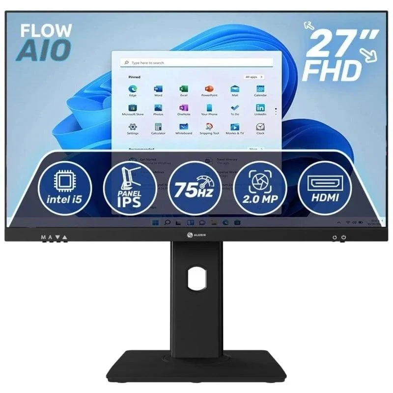 Thumbnail 3 de Alurin Flow AIO i5-12400 / 16GB/500GB/27" Windows Home + Owlotech MK500 Combo