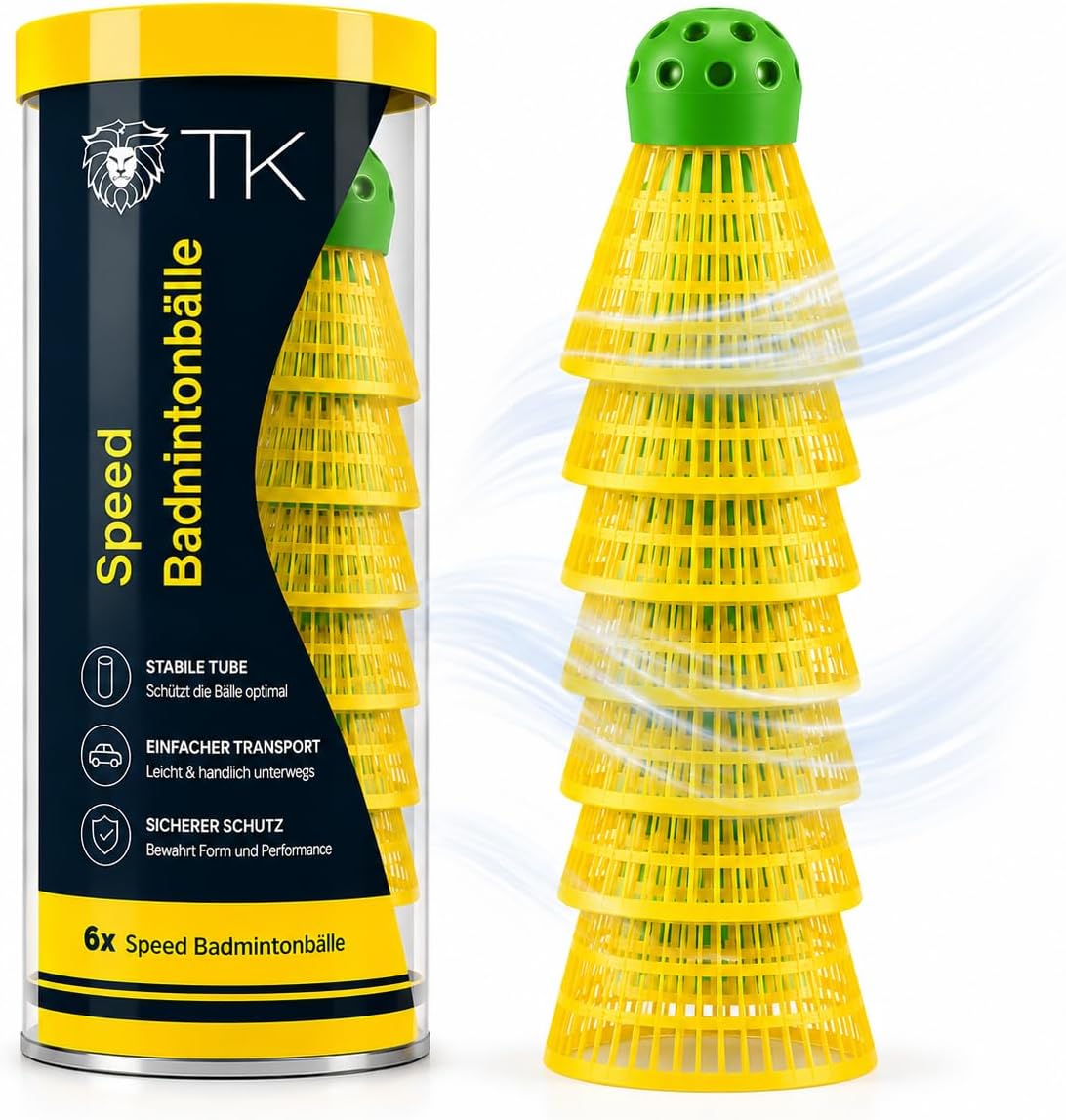 Detalle de TK Gruppe Timo Klingler speedbadmintonshuttles, set van 5, geel