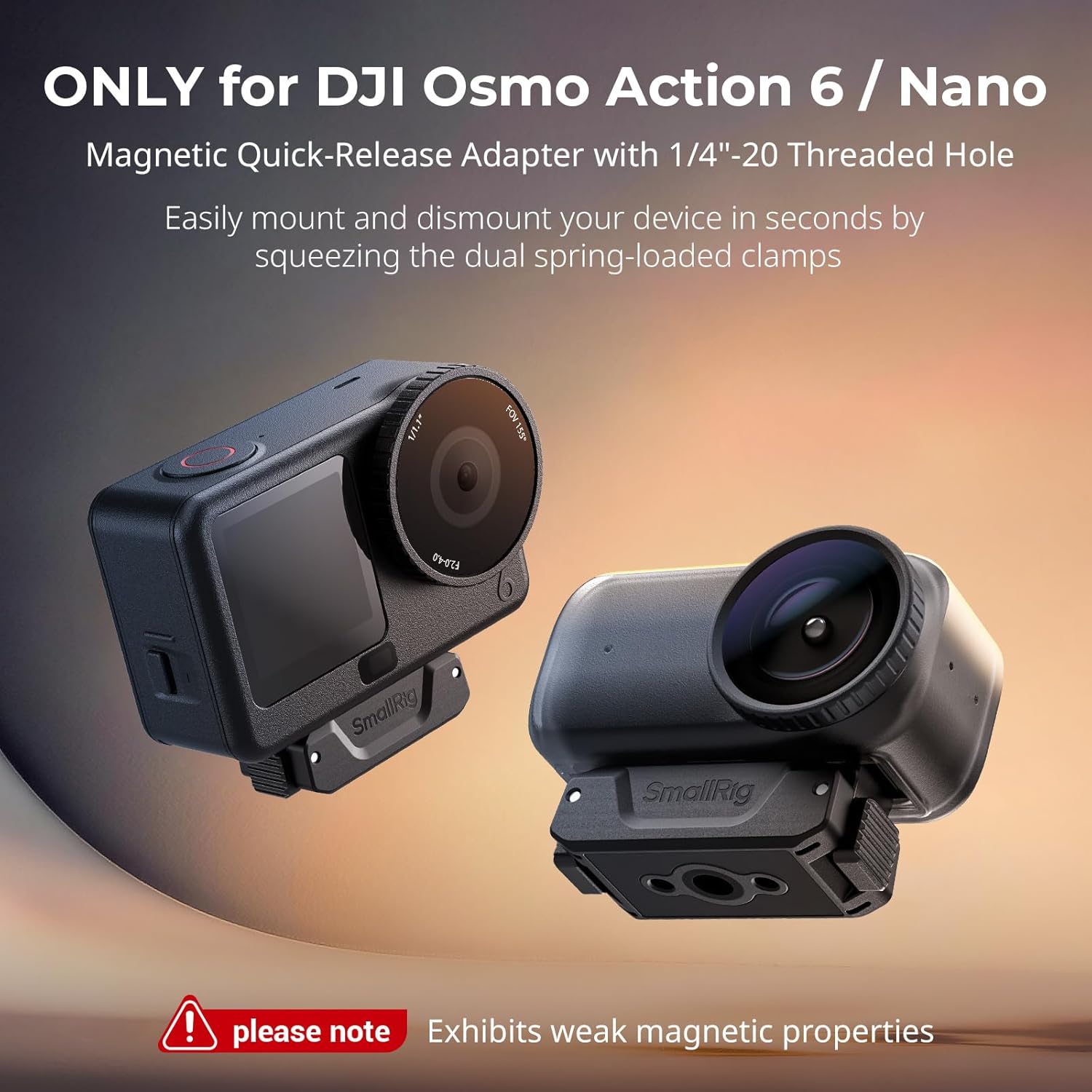 Thumbnail 3 de SMALLRIG Adaptateur magnétique à dégagement rapide Action 6 / Osmo Nano – Lot de 2 avec filetage 1/4"-20 (5779)