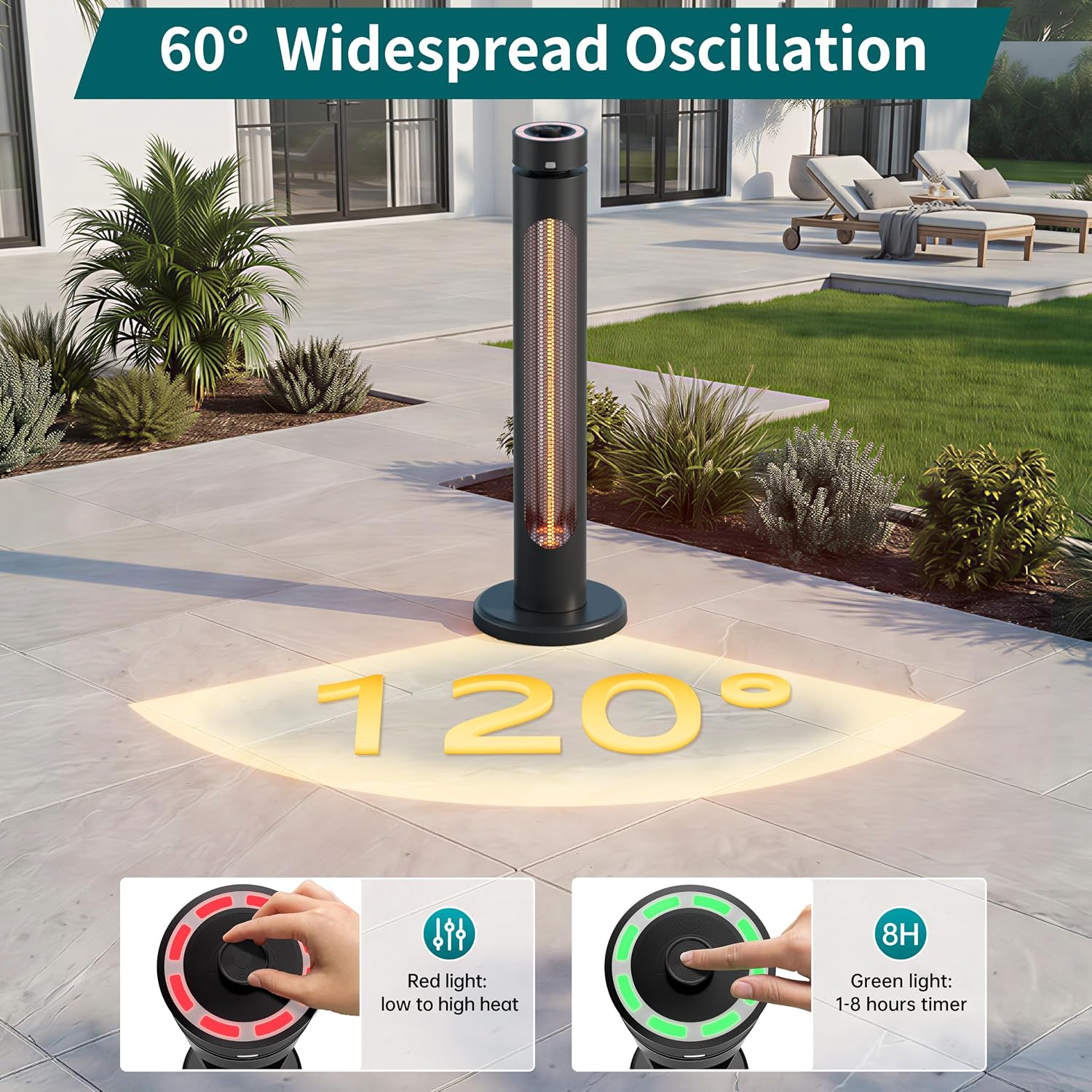 Thumbnail 4 de Sundate T08-GR15YDU 1500W Infrared Patio Heater with 8 Heat Levels