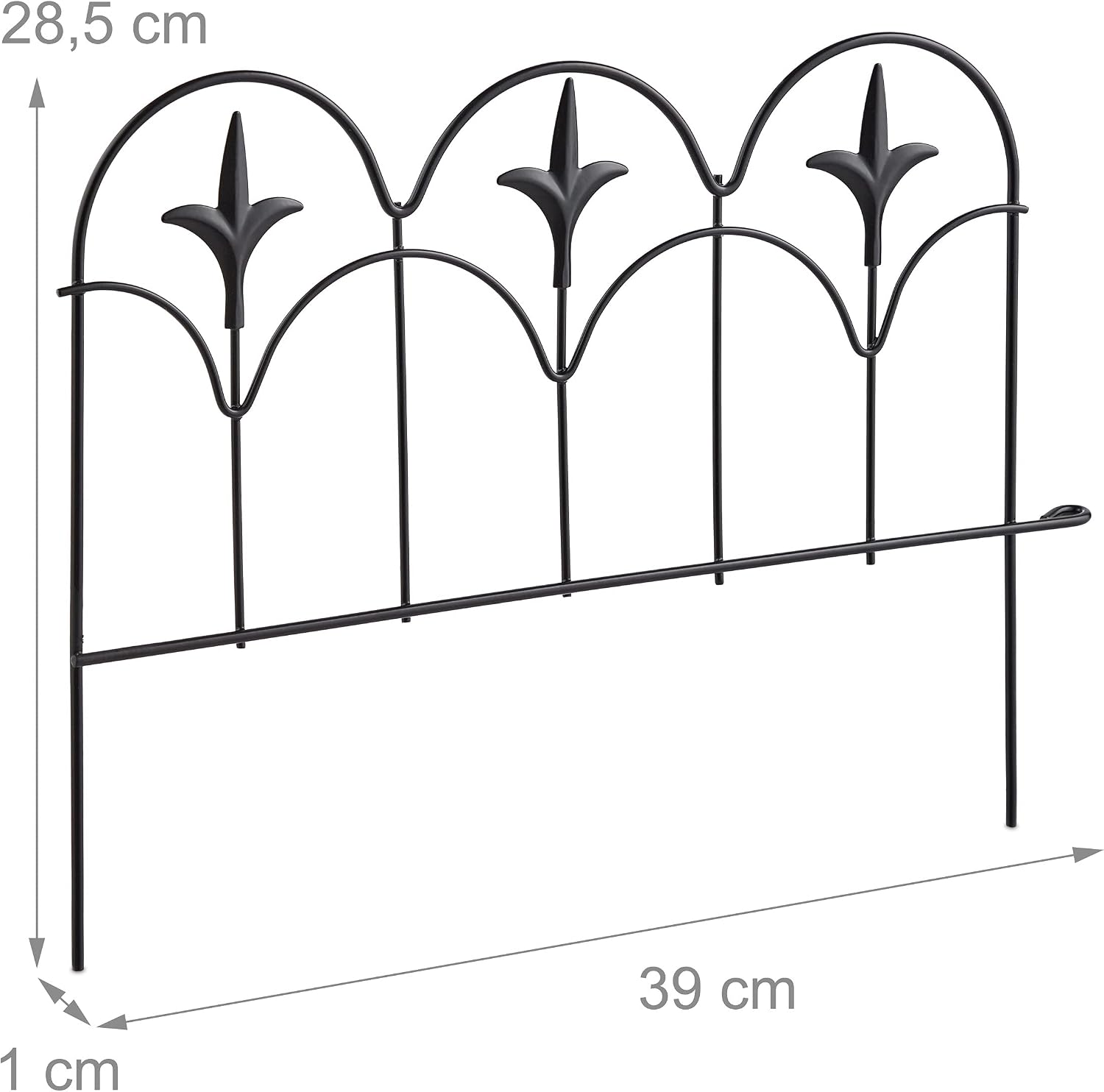 Detalle de Relaxdays Decorative Garden Fencing: Set of 4 Fleur-de-Lis Panels, 39 x 28.5 cm