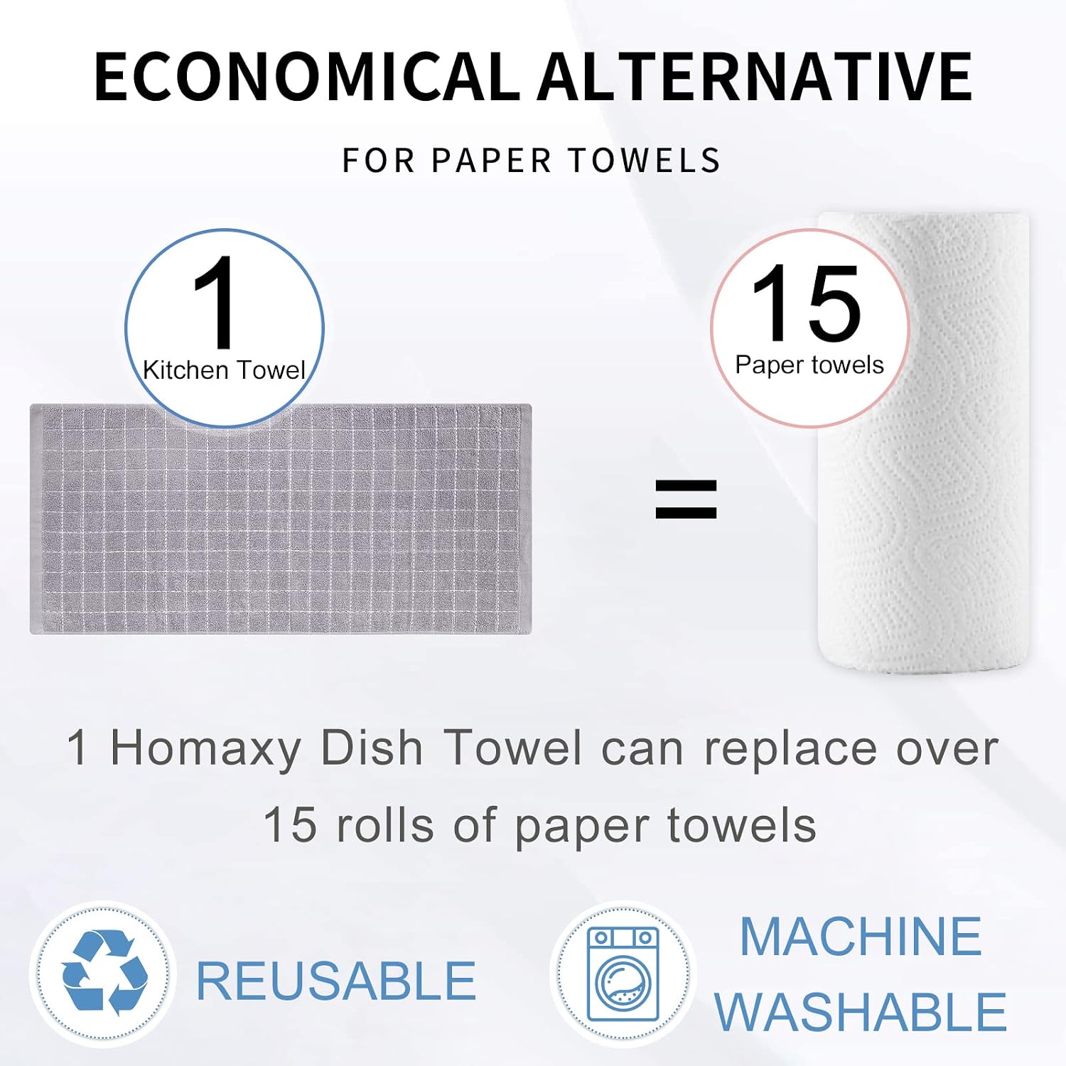 Thumbnail 6 de Homaxy 13 x 28 Cotton Terry Kitchen Towels, 4-Pack 🧻
