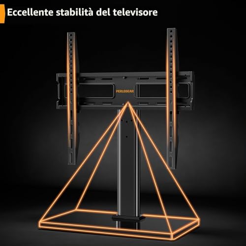 Thumbnail 3 de Supporto Girevole da Tavolo Perlegear per TV 26–60'': base in vetro temperato, altezza regolabile, VESA max 400x400mm