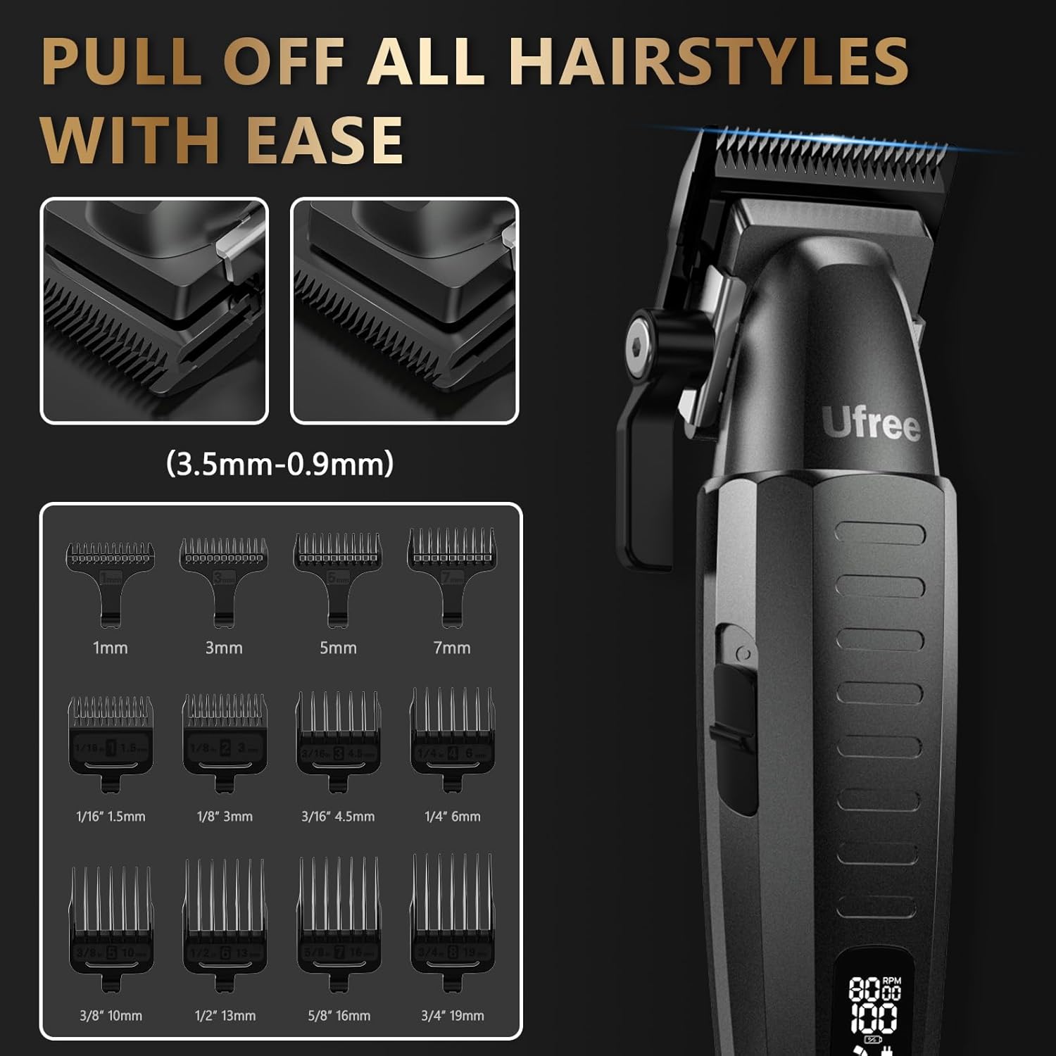 Detalle de Ufree Professional Hair Clippers for Men trimmer set ✂