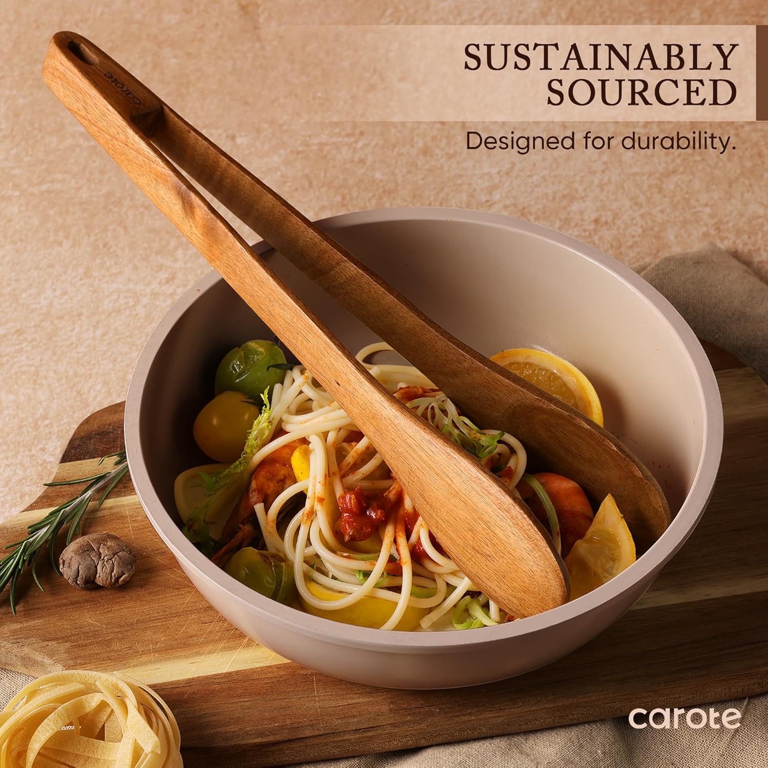 Detalle de CAROTE Wooden Utensil Set, 8-Piece