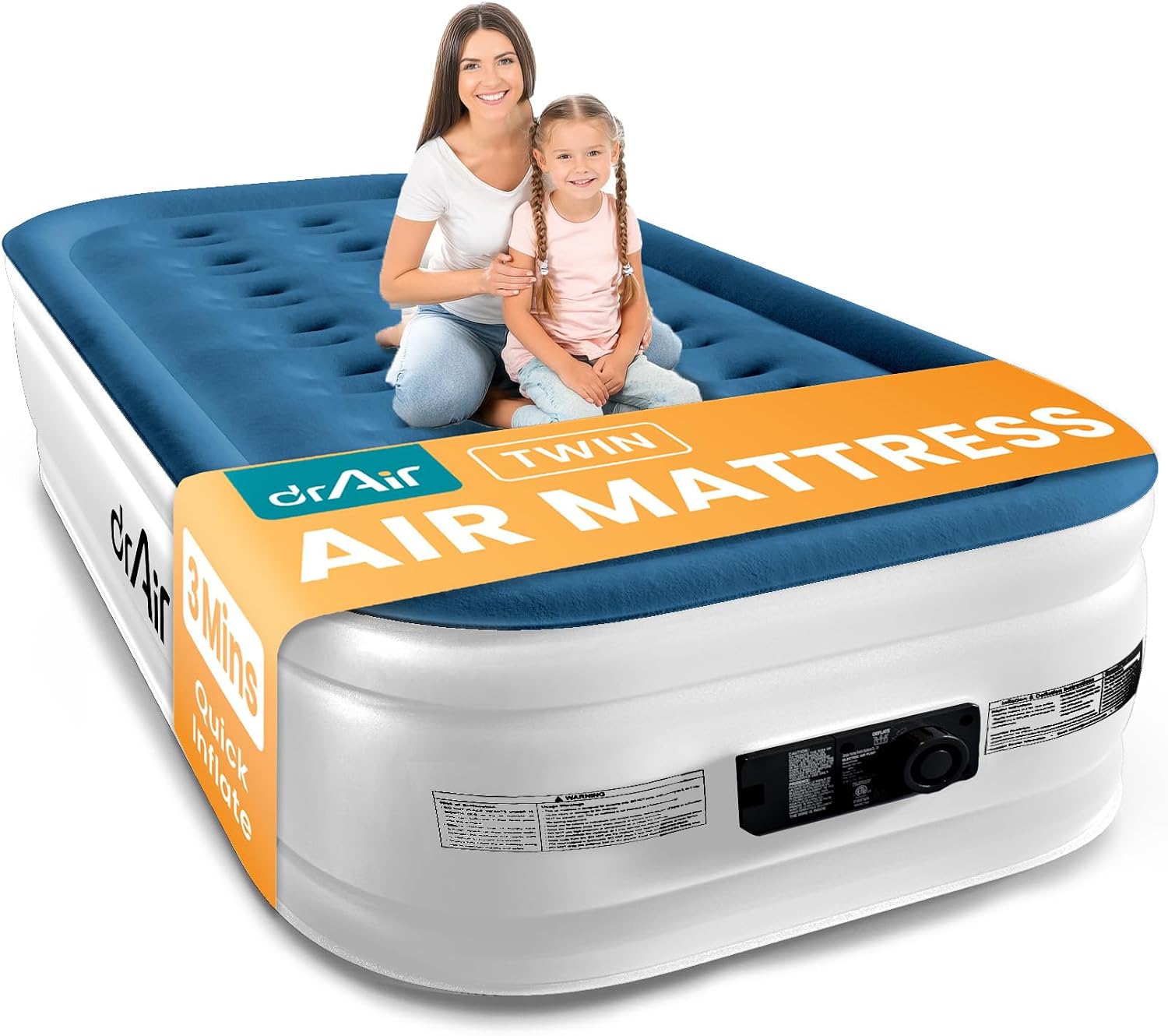 Detalle de Dr. Air DAC-OWT Twin Air Mattress with Built-In Pump, 18-Inch Raised