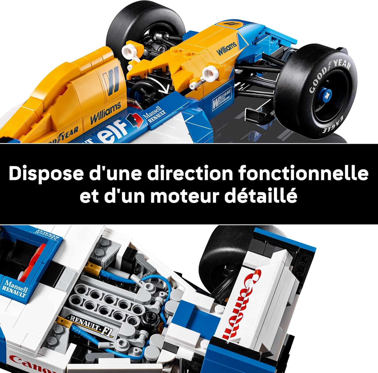 Detalle de LEGO Icons Williams Racing FW14B et Nigel Mansell – Maquette F1 collector