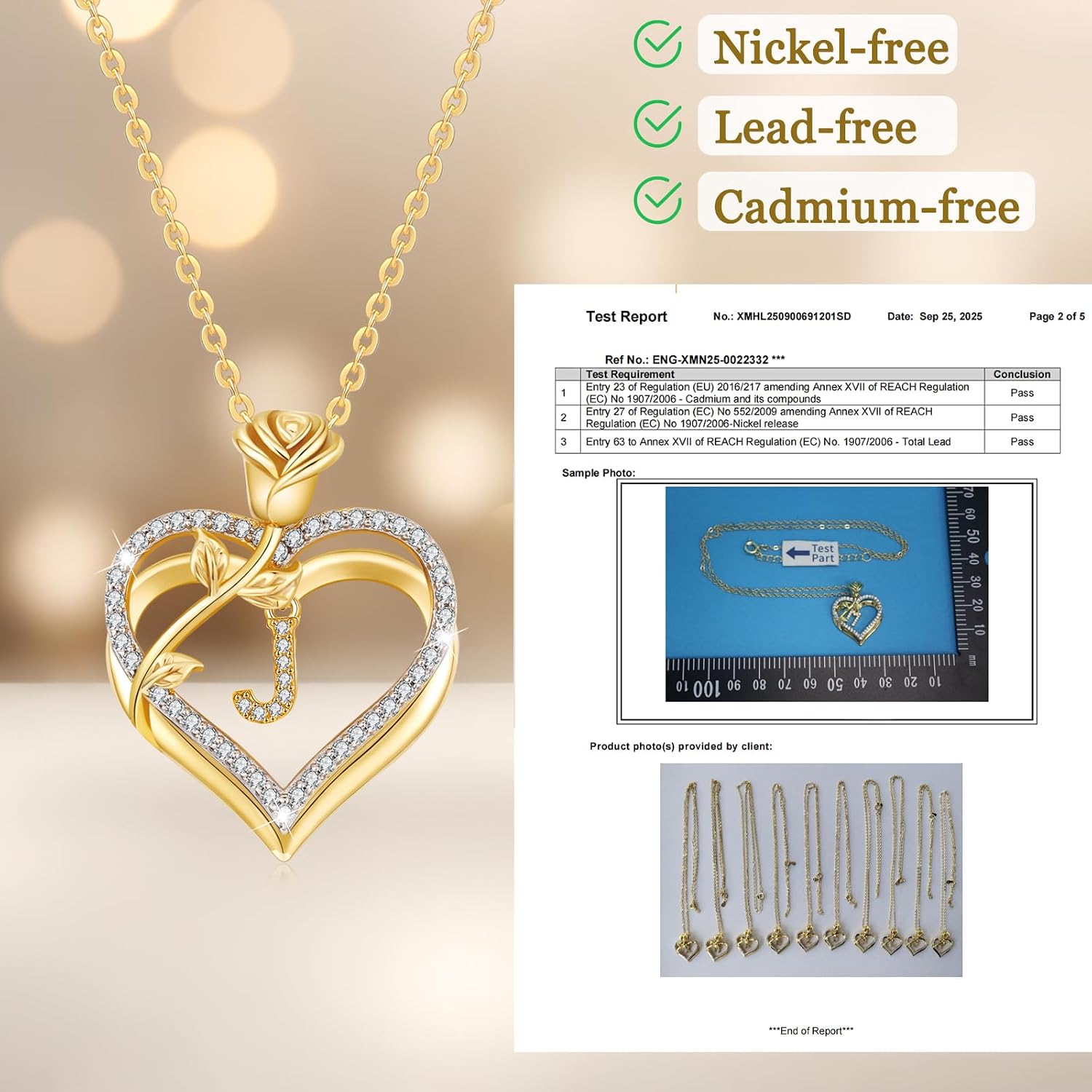 Thumbnail 2 de Llyish Collier Femme Or Lettre Initiale A-Z Coeur Pendentif Argent 925 / Laiton — Bijou Personnalisé