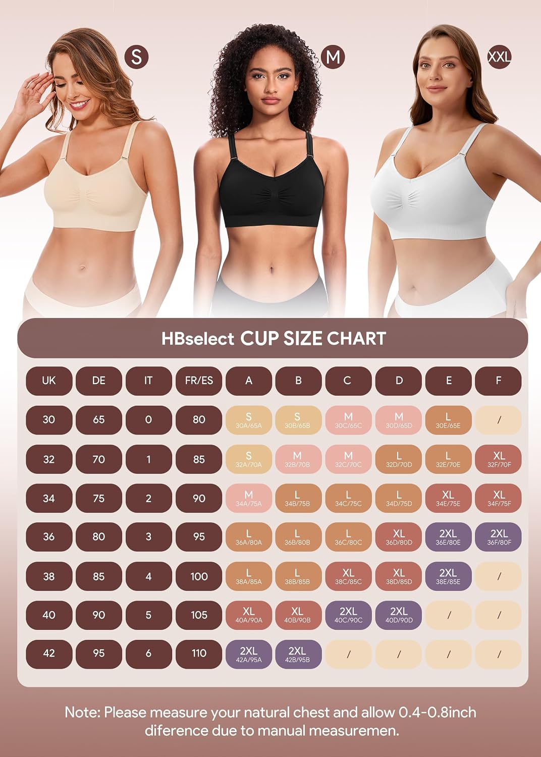 Thumbnail 4 de HBselect 4er Pack Nahtlose Bügellose Sports-Bralettes für Damen mit herausnehmbaren Einlagen