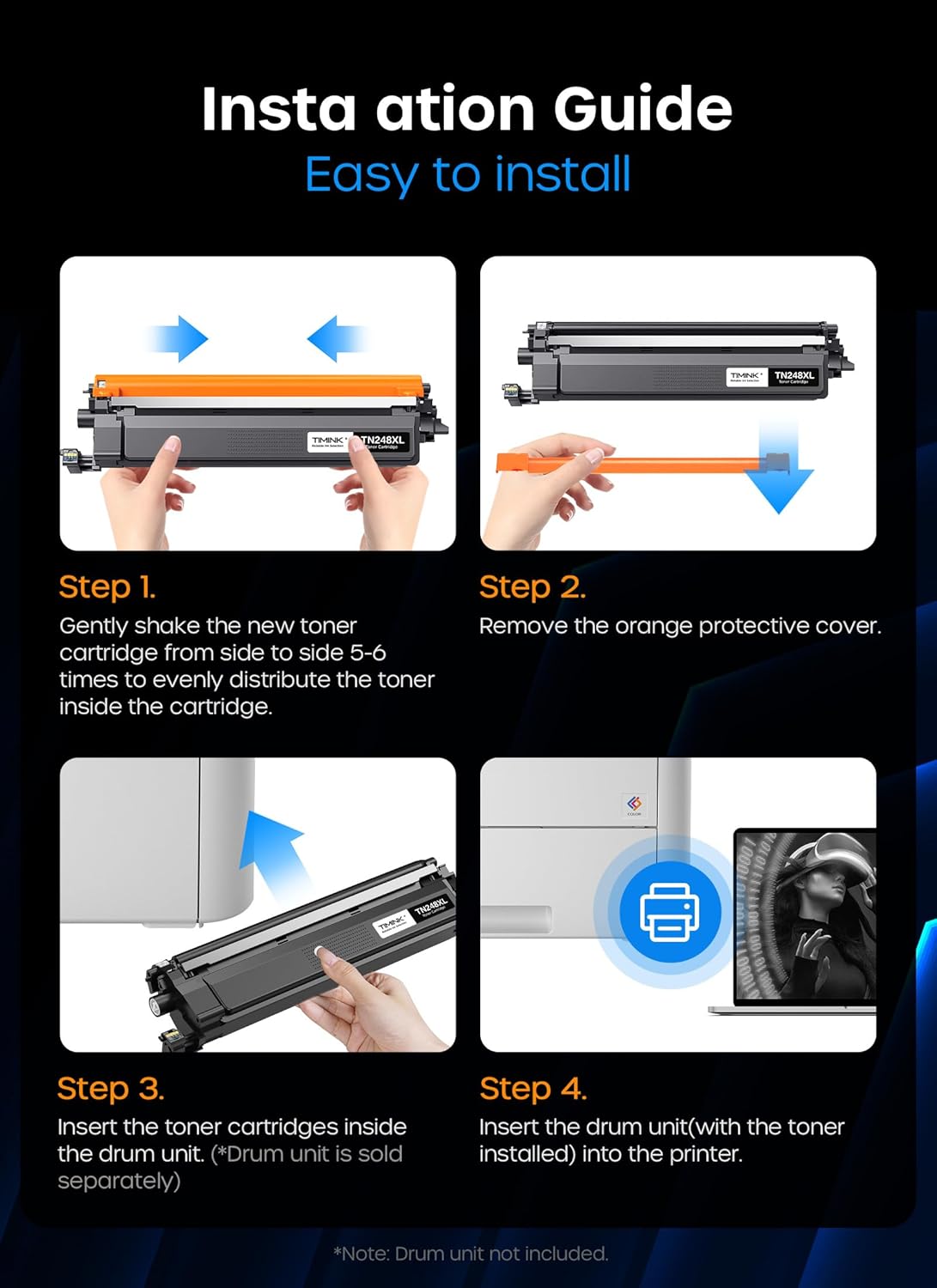Thumbnail 5 de Timink TN248XL toner cartridges (4 pack) compatible with Brother TN-248 series
