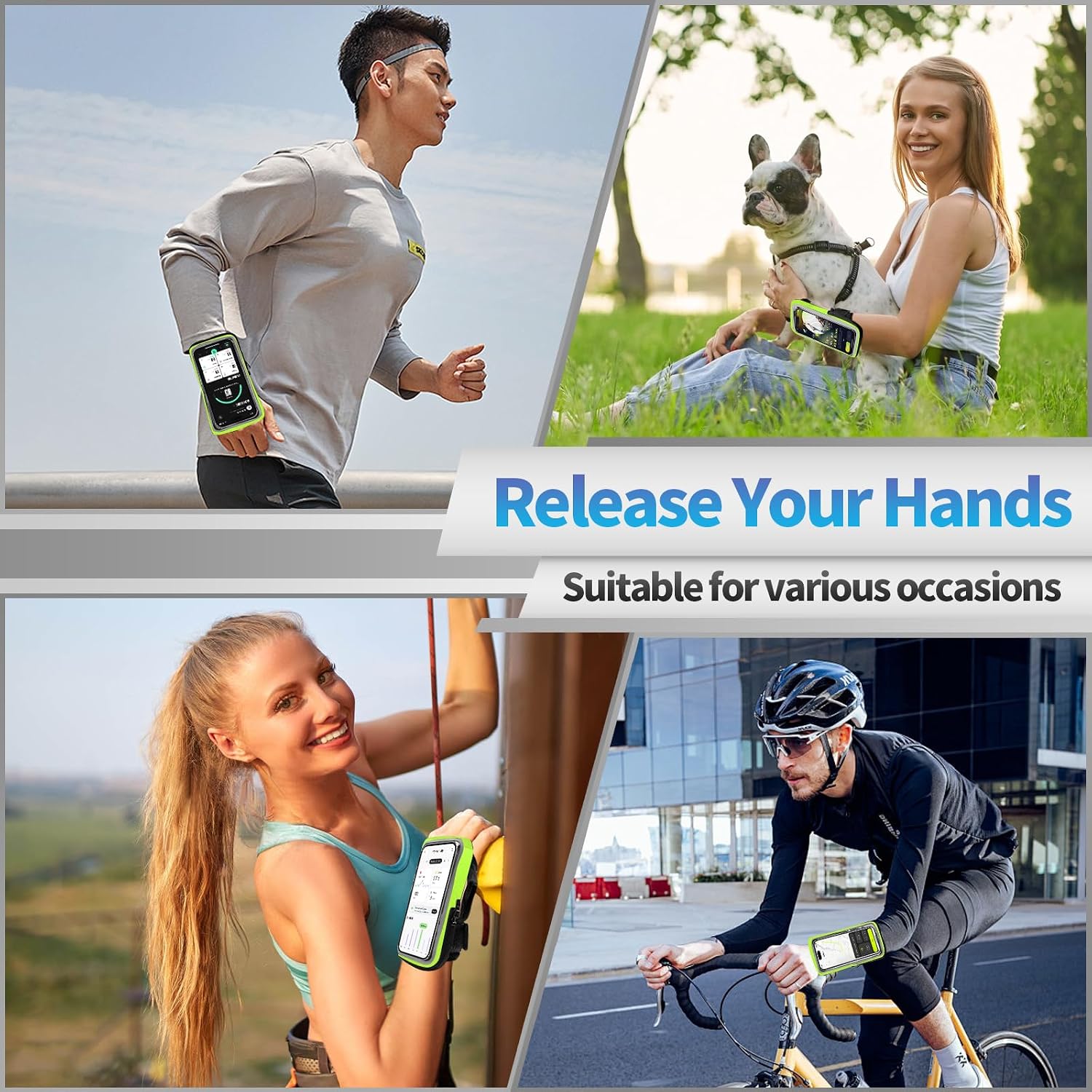 Thumbnail 6 de Guzack 2-in-1 Sweatproof Running Phone Holder Armband for Up to 6.9" (Green)