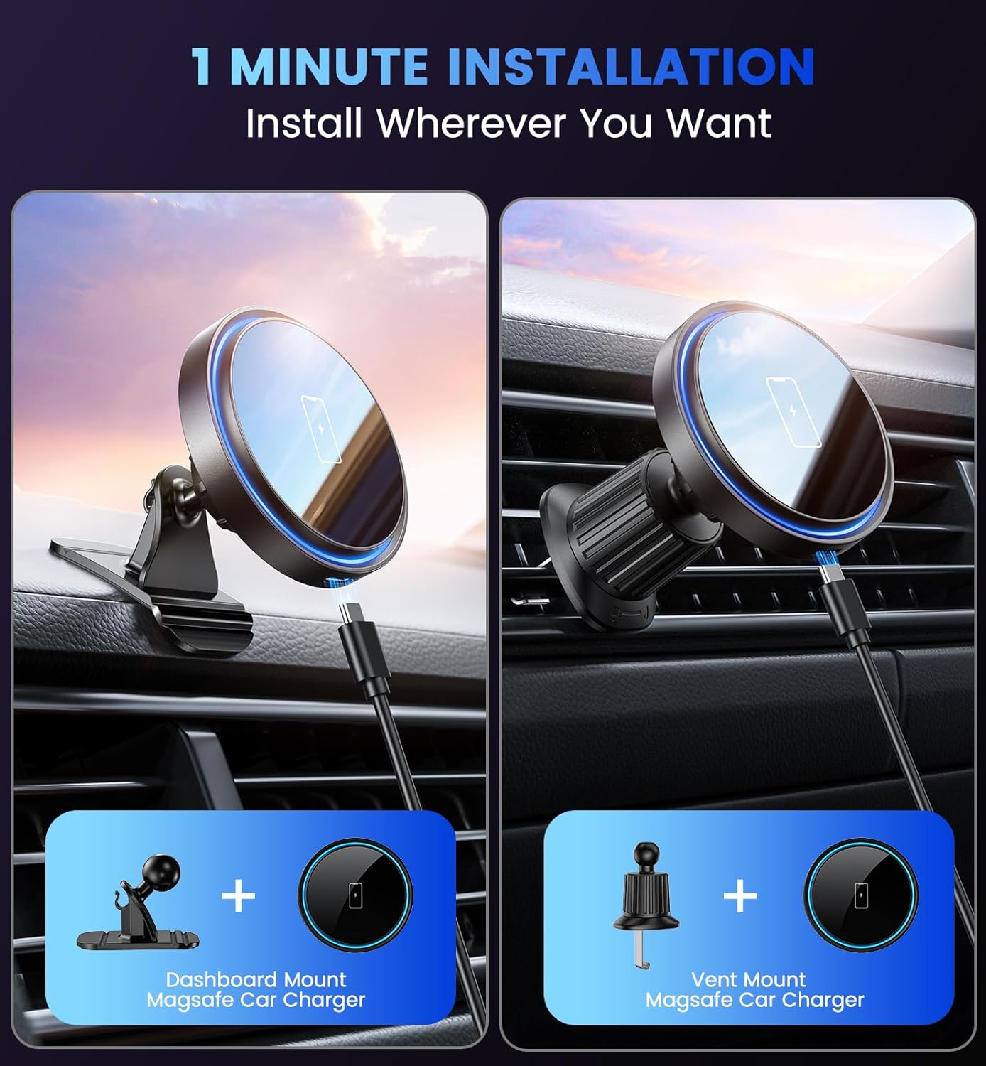 Detalle 2 de MagSafe Car Mount Charger 15W Wireless Car Charger
