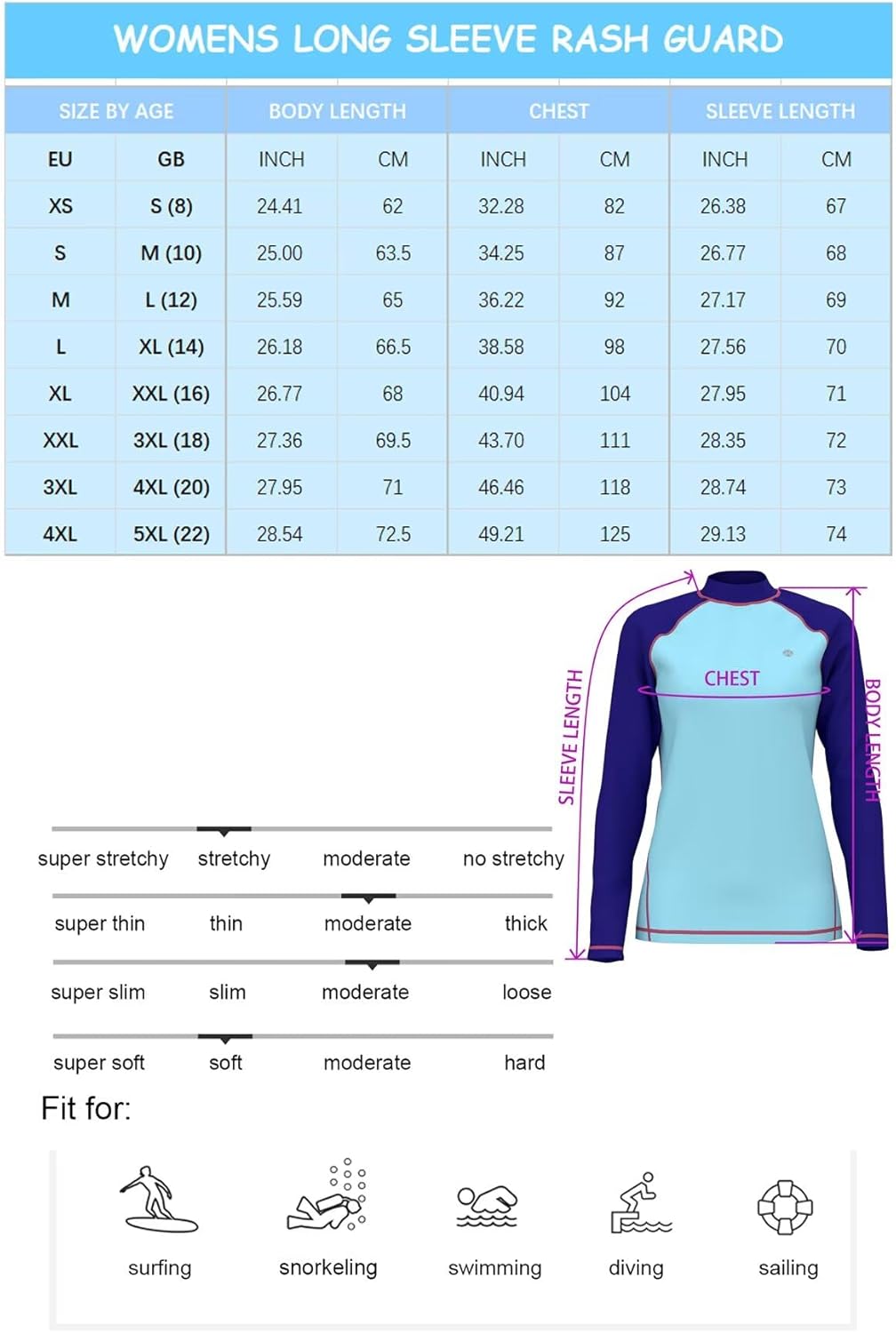 Thumbnail 3 de Womens UPF Surfing Rashguards - Quickdry Active Water Sport Tee
