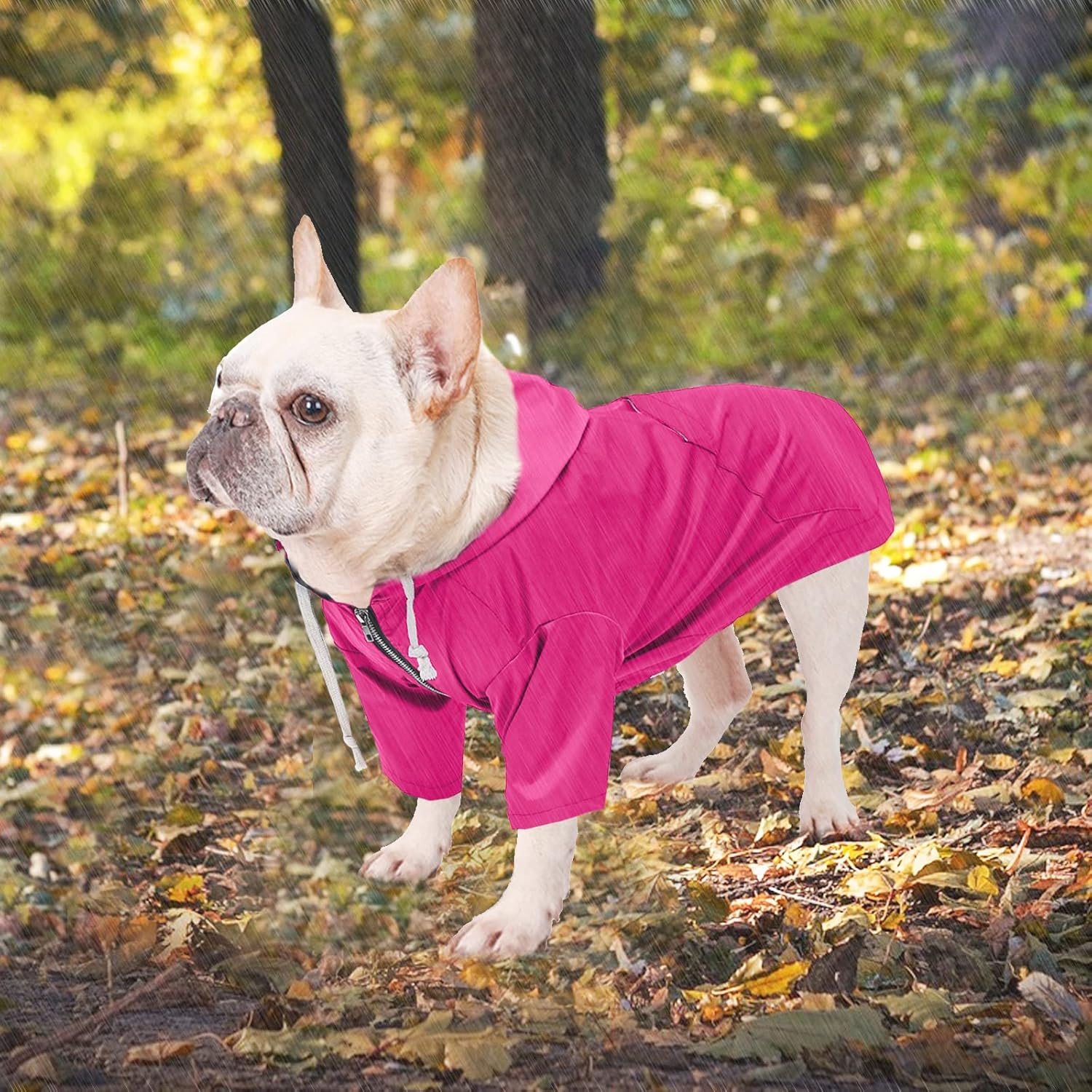 Thumbnail 1 de Morezi waterproof dog raincoat with legs, zip closure and harness hole (Pink, S)