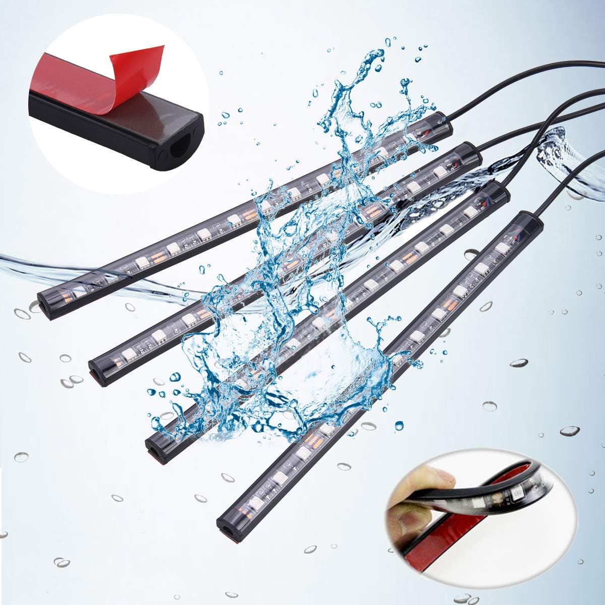 Thumbnail 3 de Bawoo 4-in-1 Car Interior LED Atmosphere Light Strip Set with Remote Control (USB-powered)