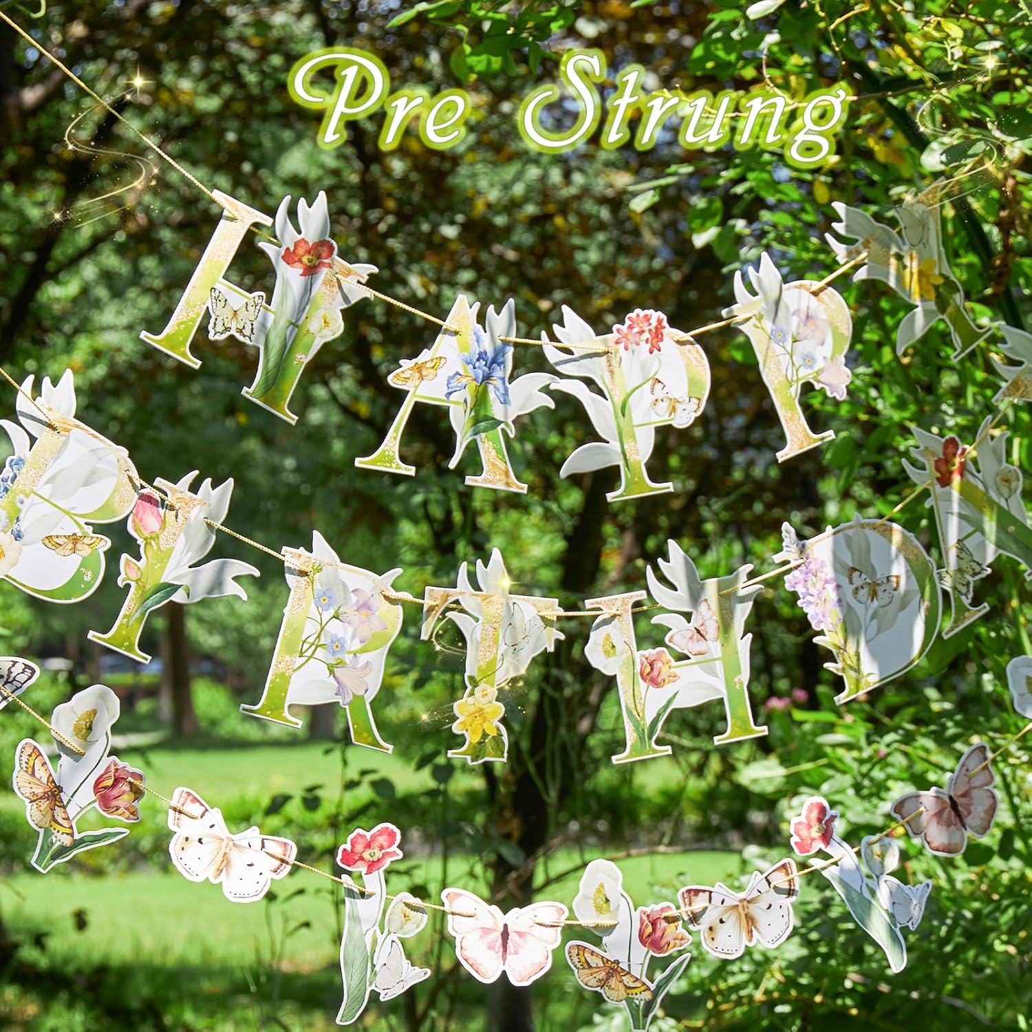 Detalle 2 de SUNBEAUTY Blumen Girlande Wildblume – bunte Deko für Geburtstag, Babyzimmer und Feierlichkeiten