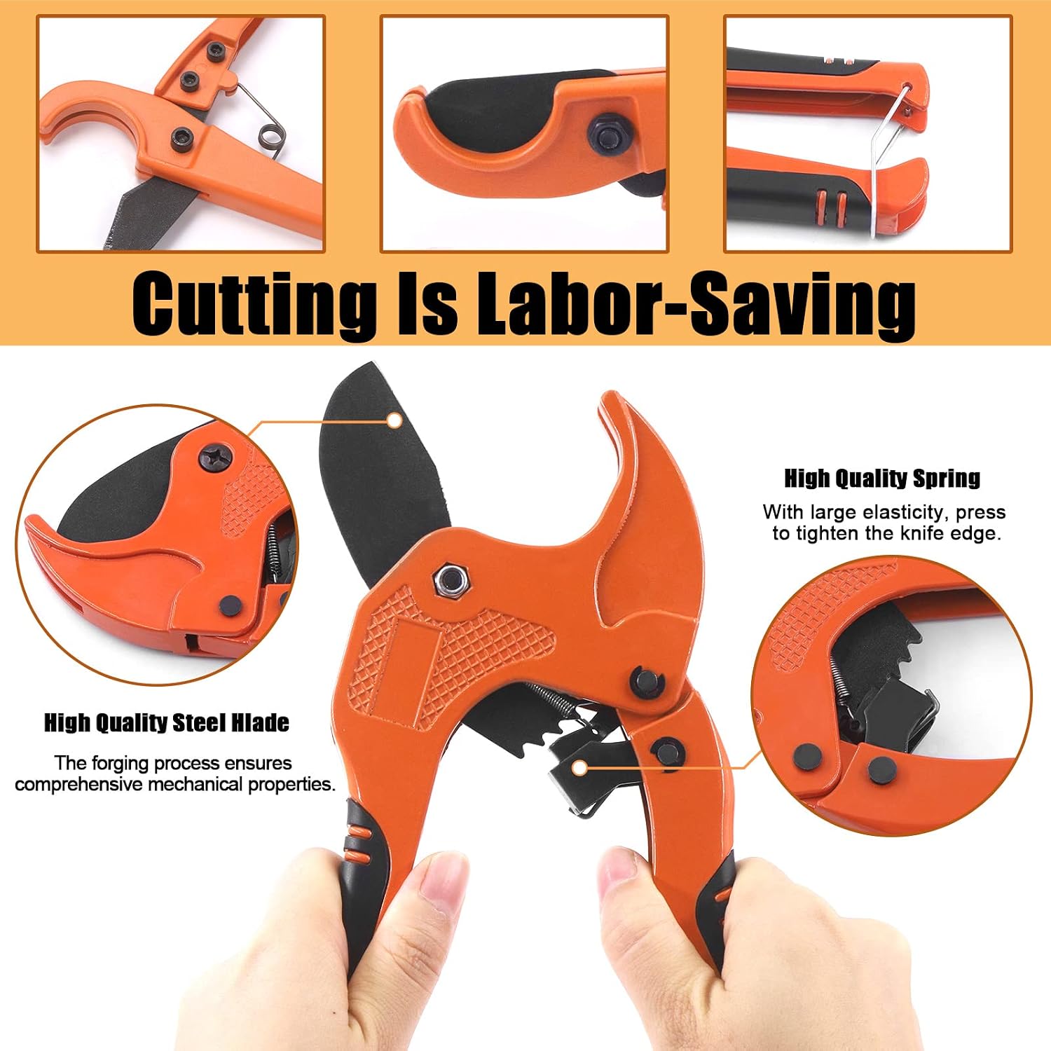 Thumbnail 2 de Tanstic 2-piece ratchet PVC pipe cutter & PEX straight cut cutter set (1-5/8" & 1-3/8" max opening)