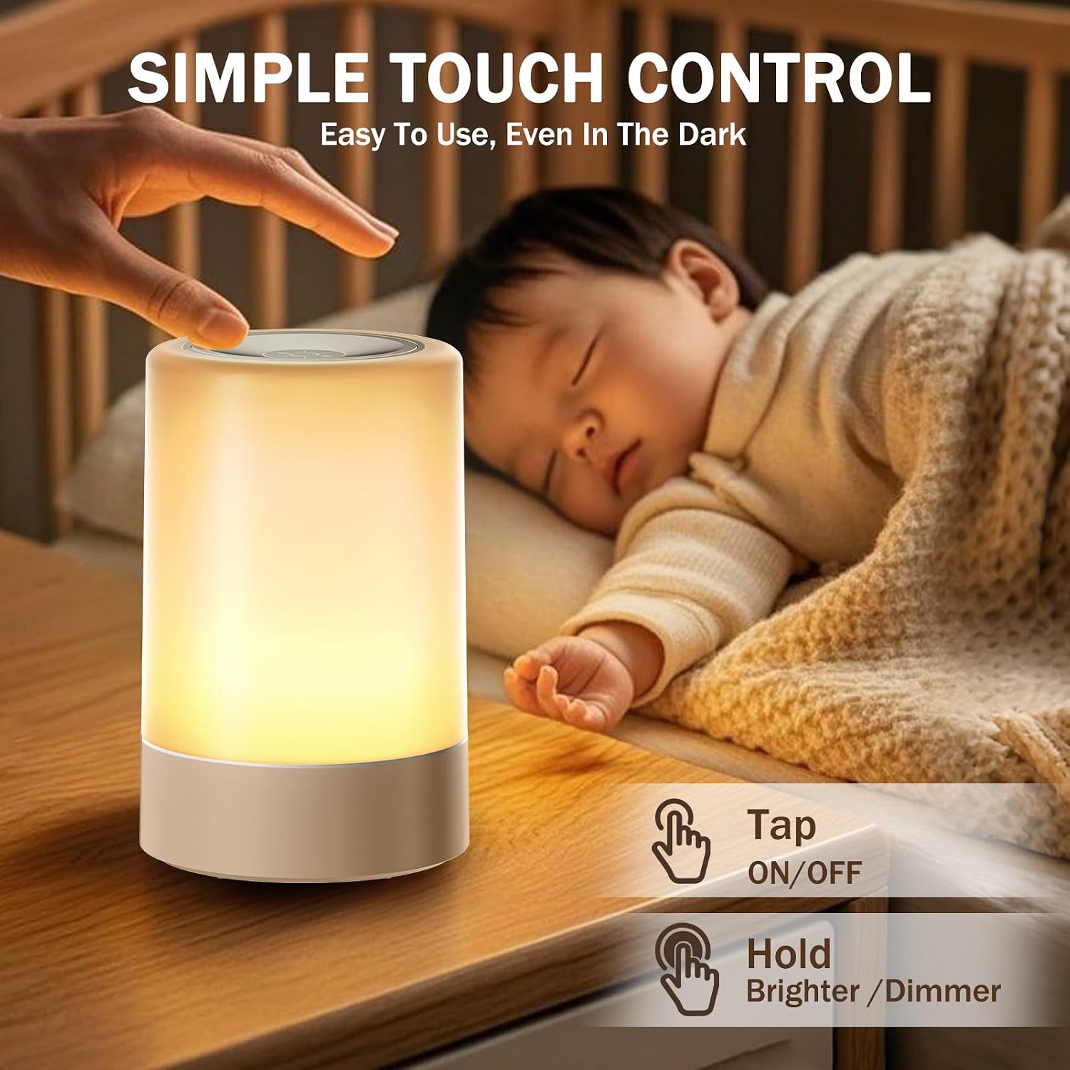 Thumbnail 1 de G Keni Nursery Night Light for Baby: USB rechargeable, dimmable with memory, warm LED for bedtime