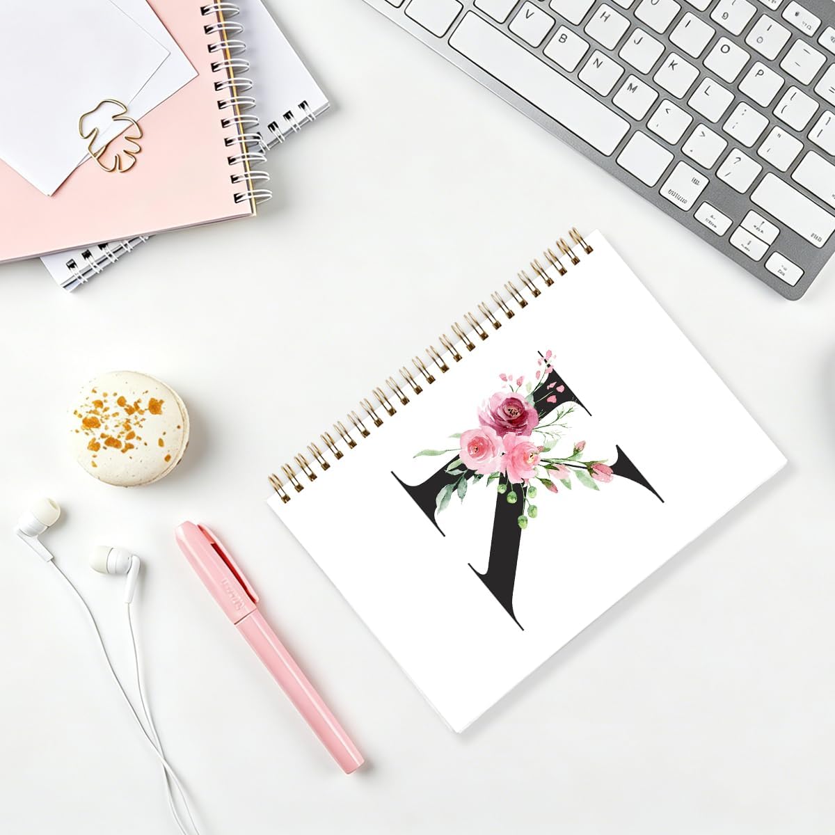 Detalle de kdxpbpz Personalized K Initial Spiral Notebook, Hardcover, 80 Pages