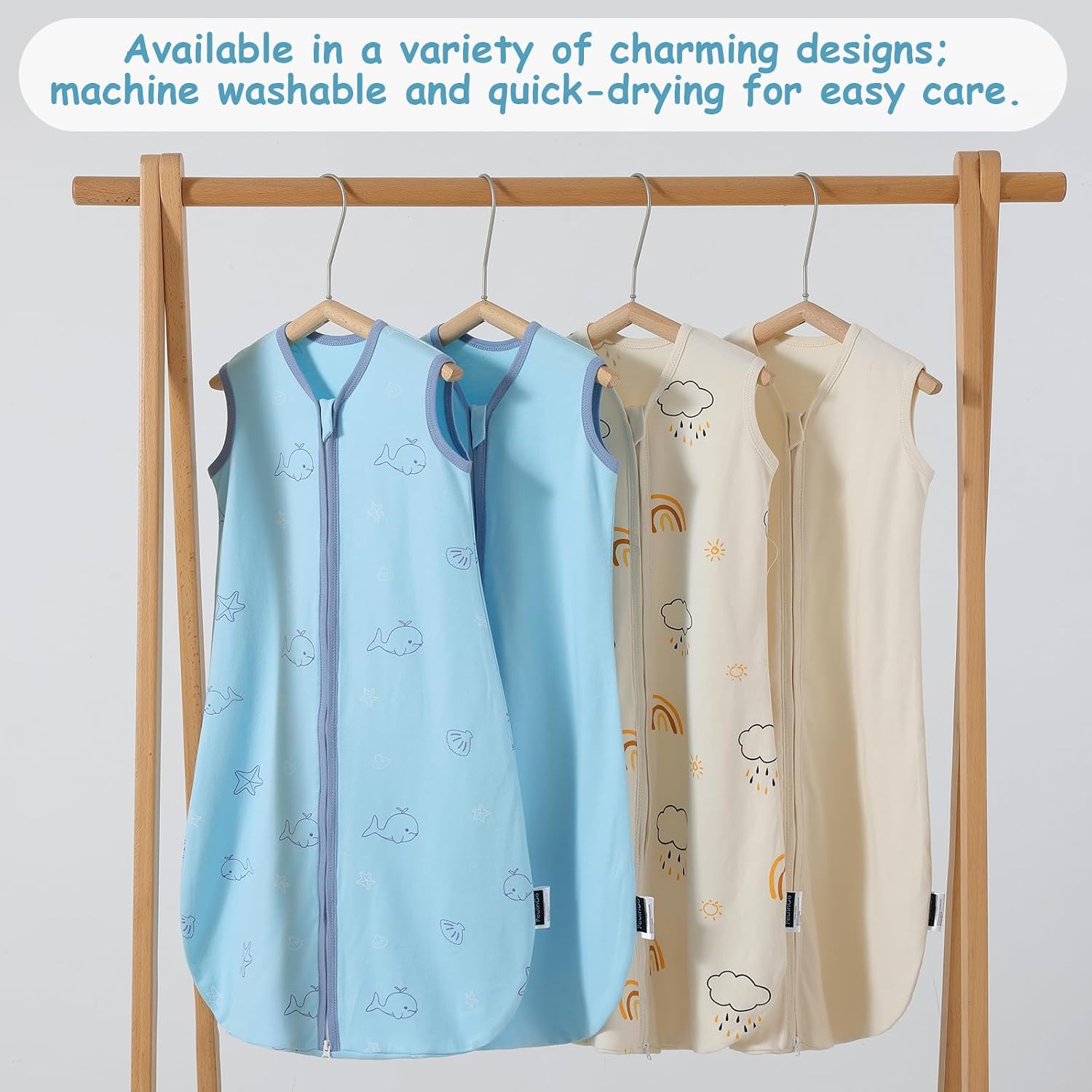 Thumbnail 3 de PewinGo Baby Schlafsack 0.5 TOG – 2er-Set aus 100% Baumwolle, Neugeborene 0–6 Monate, dualer Reißverschluss