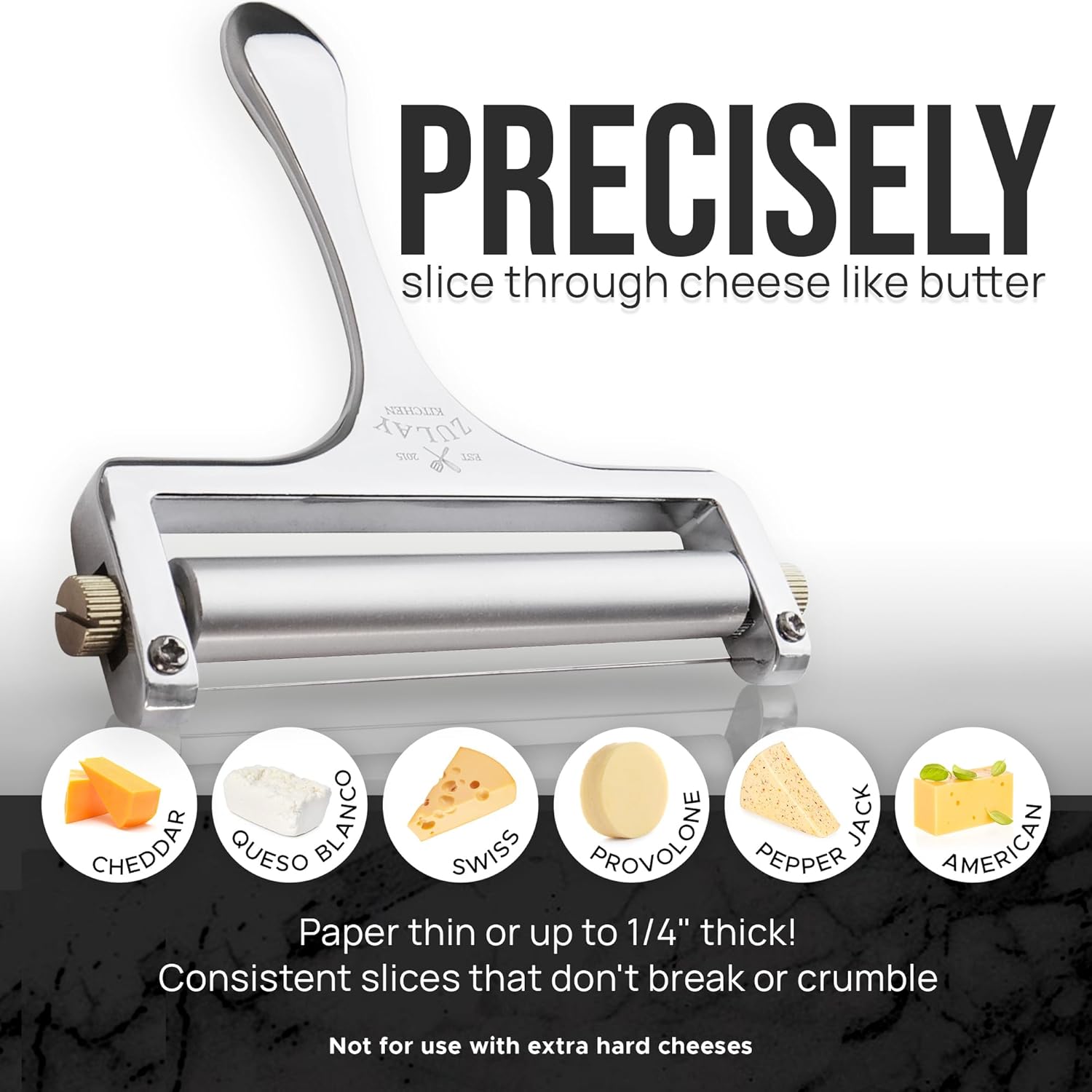 Thumbnail 2 de Zulay Kitchen Stainless Steel Wire Cheese Slicer with Adjustable Thickness and 2 Extra Wires