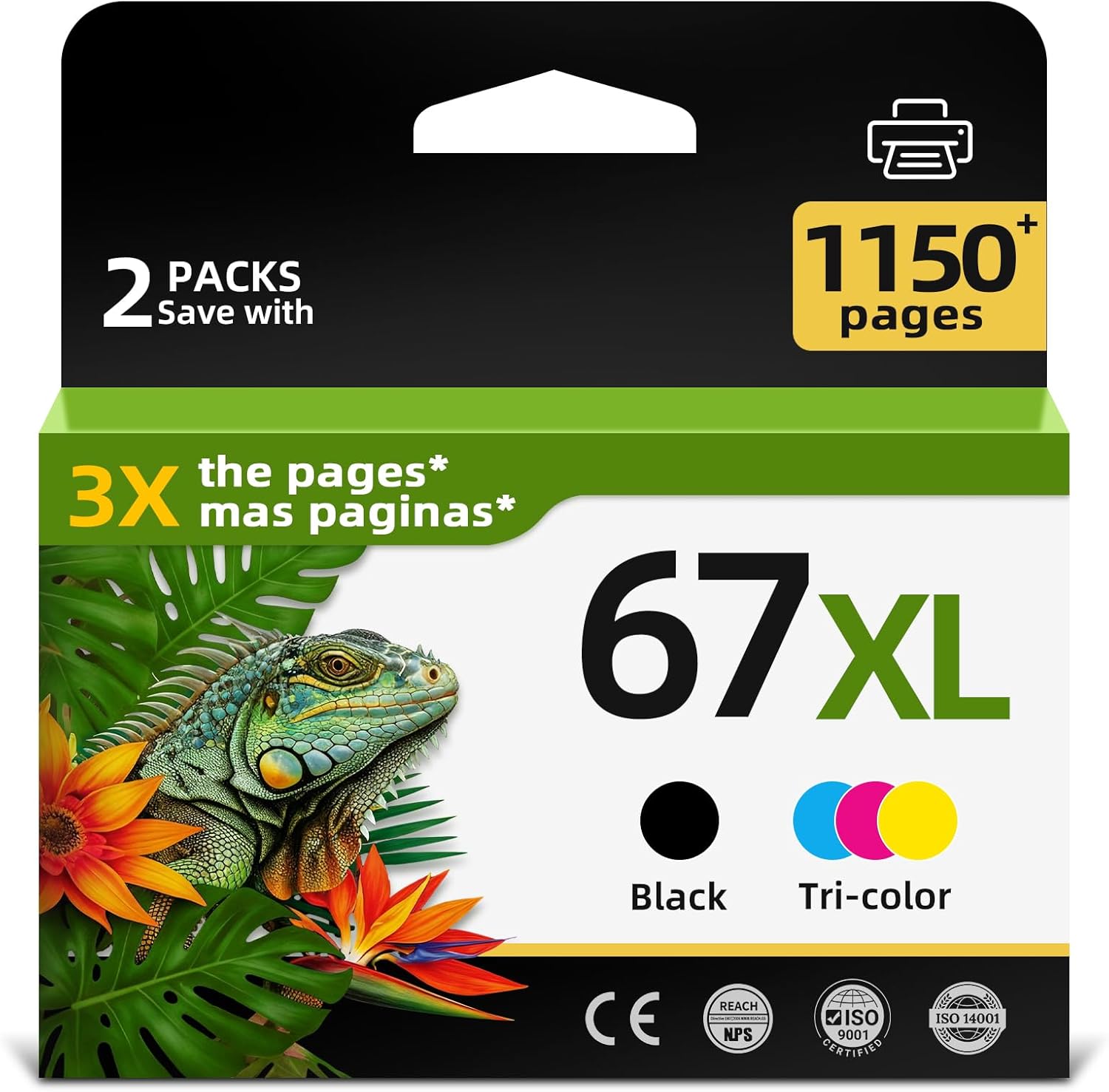 Relcolor 67XL Black Color Ink Cartridge Combo