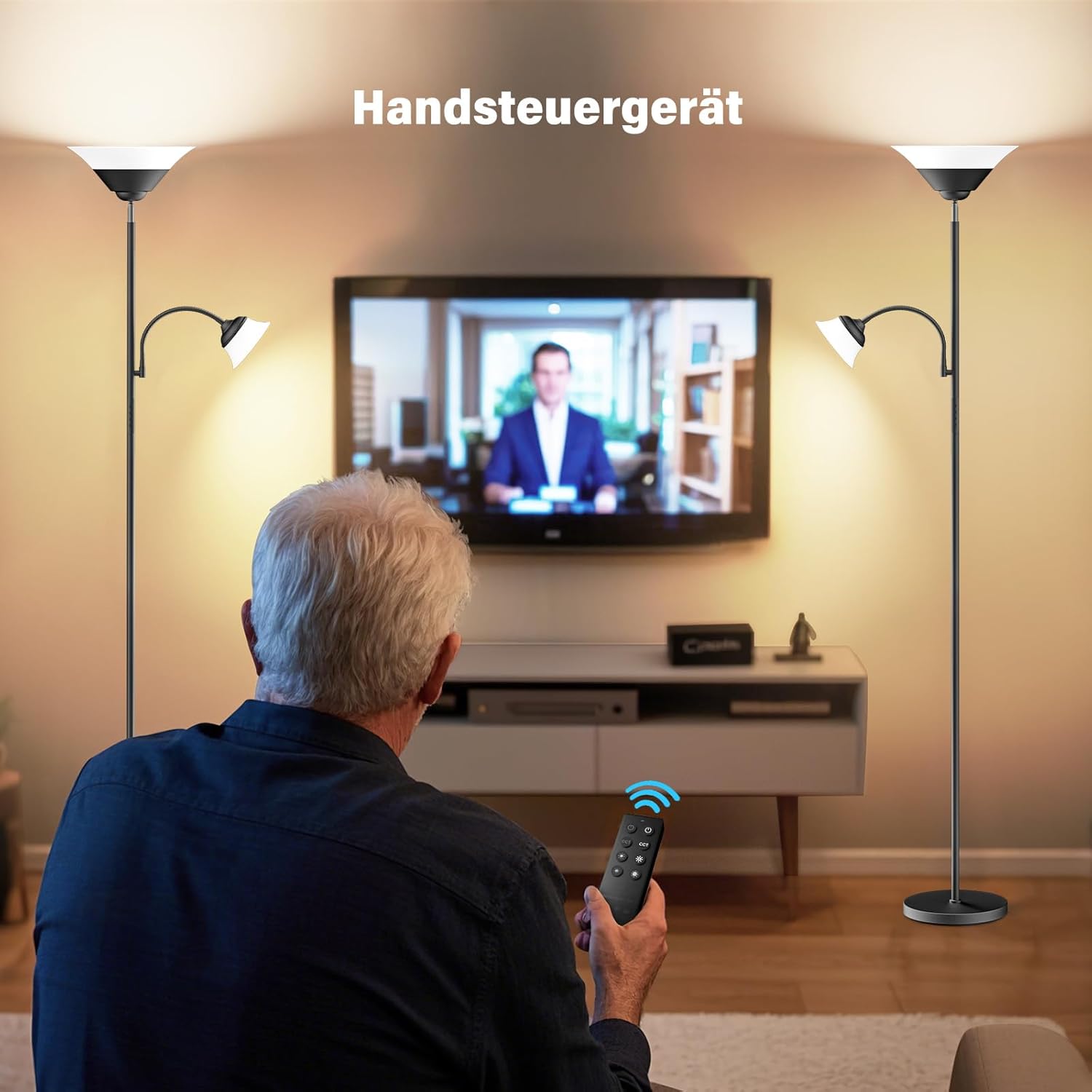 Thumbnail 4 de SIBRILLE Stehlampe Wohnzimmer 34W, 2100 lm LED dimmbar mit Fernbedienung & Touch, 3000K–6500K (schwarz)