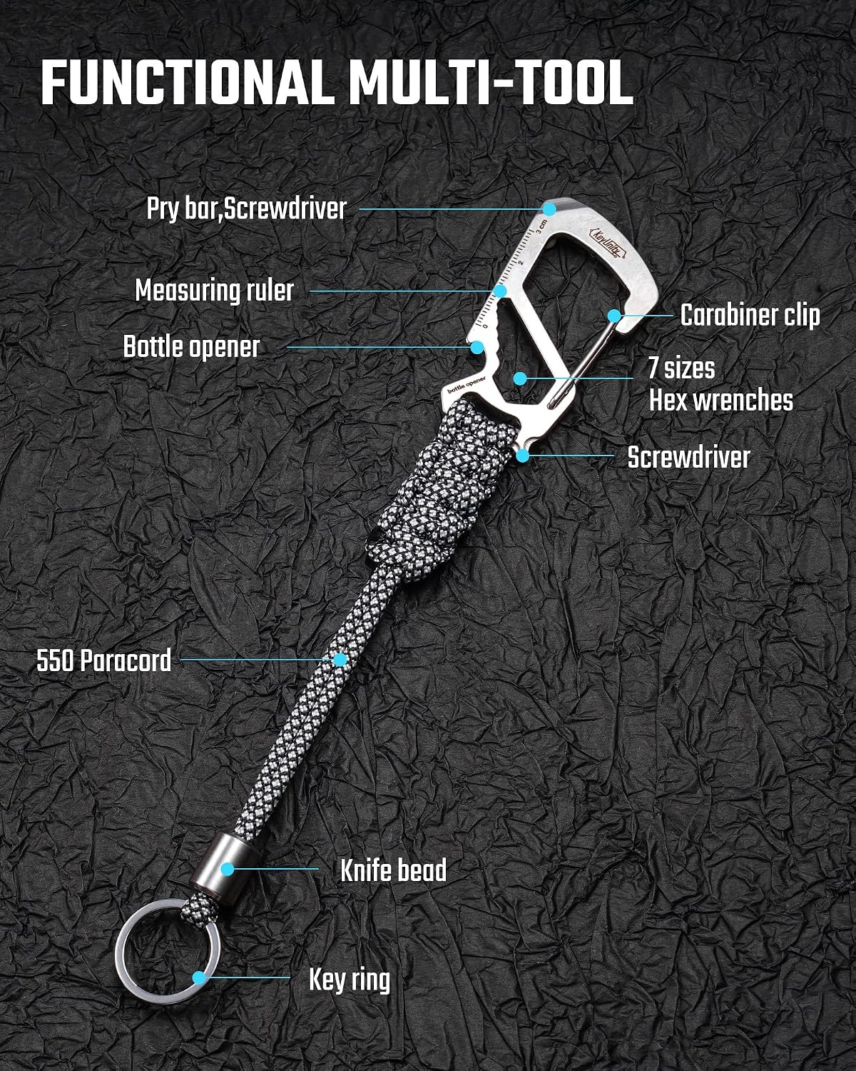 Thumbnail 3 de KeyUnity KC04 Paracord Keychain Carabiner Clip