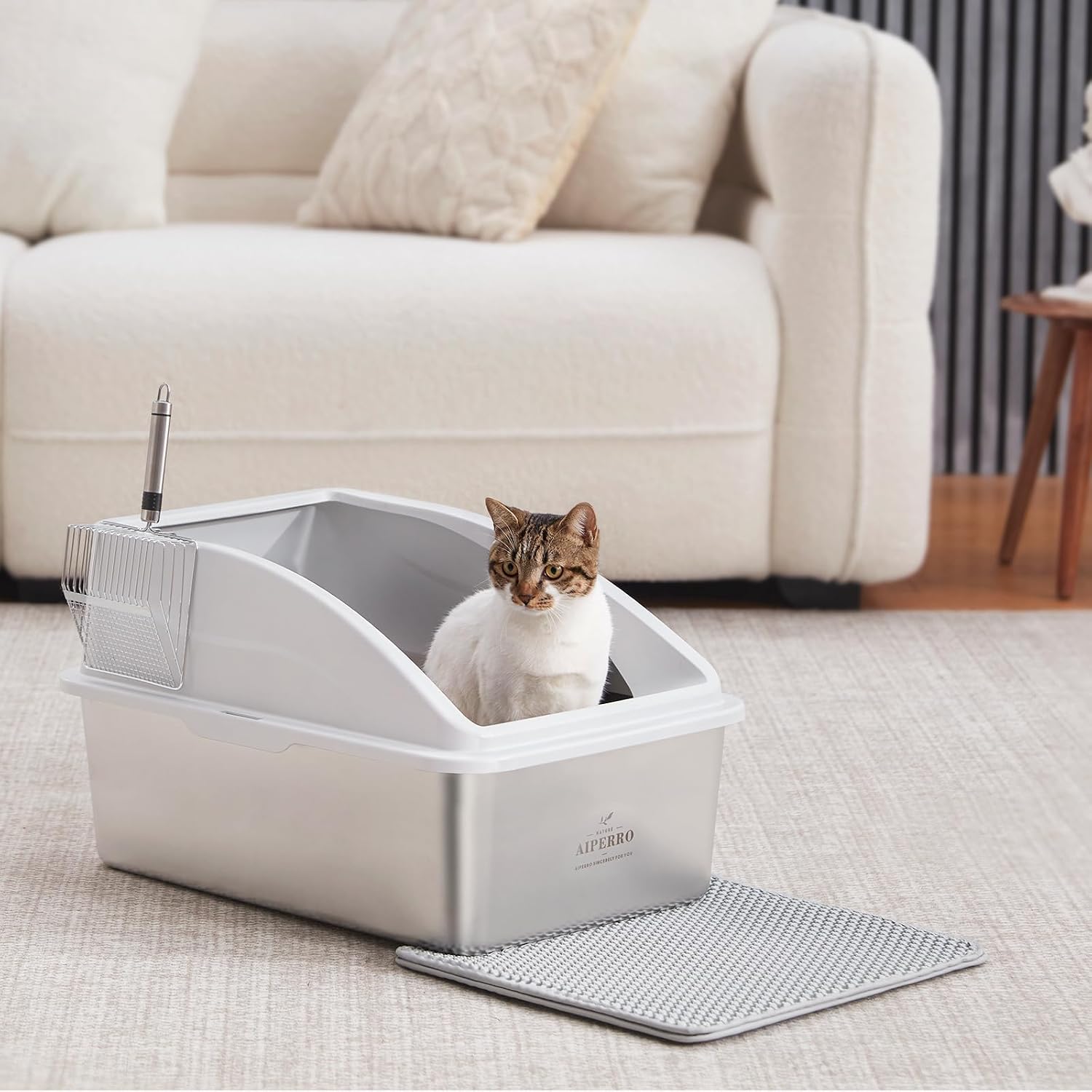Thumbnail 6 de AIPERRO 8 inch Deepen Litter box Stainless Steel Cat Litter Box, XXL with Lid