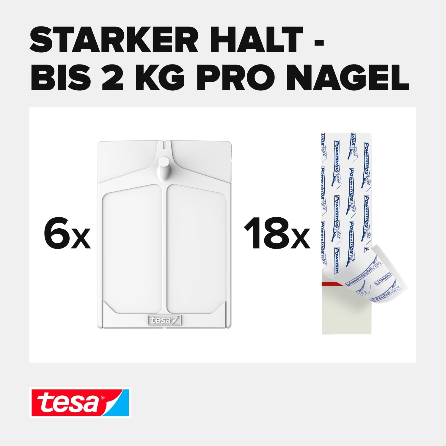 Thumbnail 2 de tesa Klebenagel für Tapeten und Putz 2 kg im 3er Pack – Selbstklebende Nägel für empfindliche Oberflächen