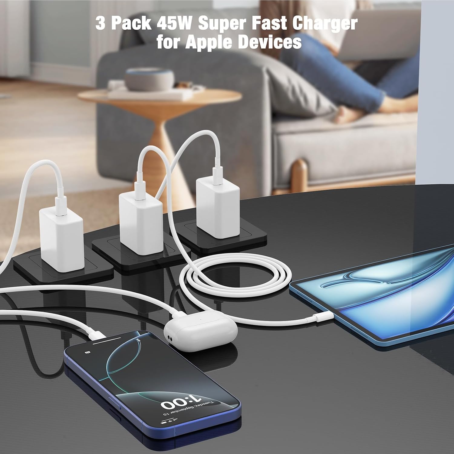Thumbnail 4 de iPhone 17 45W Fast Charger 3-Pack with C‑to‑C Cables