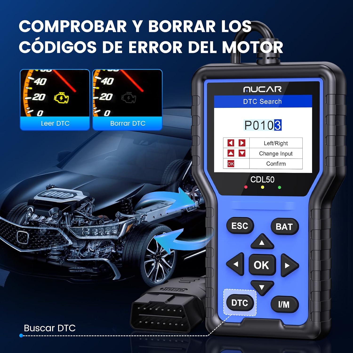 Detalle de mucar CDL50 OBD2 Diagnosis coche