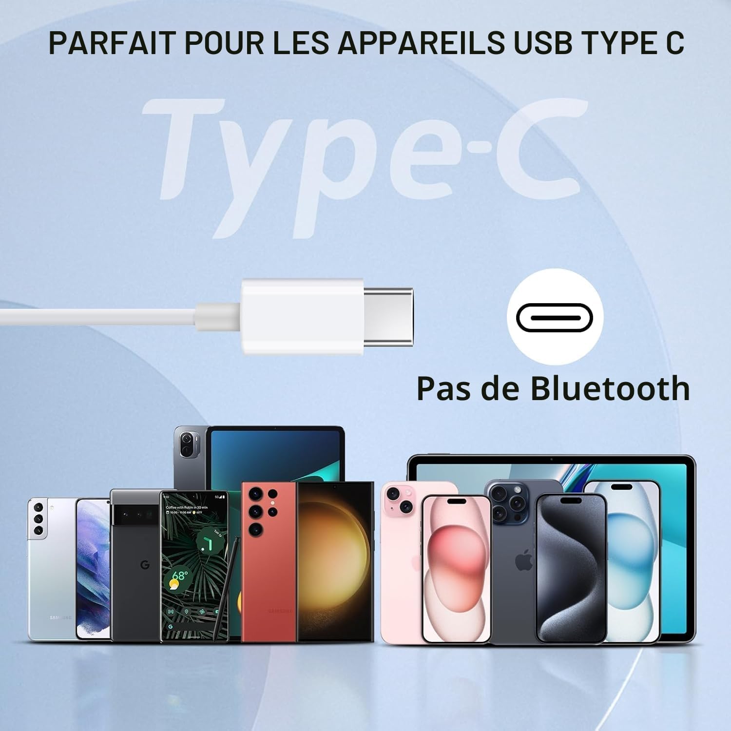 Detalle de Spy Tec Écouteurs Filaires USB-C Intra-Auriculaires pour iPhone, Samsung et iPad