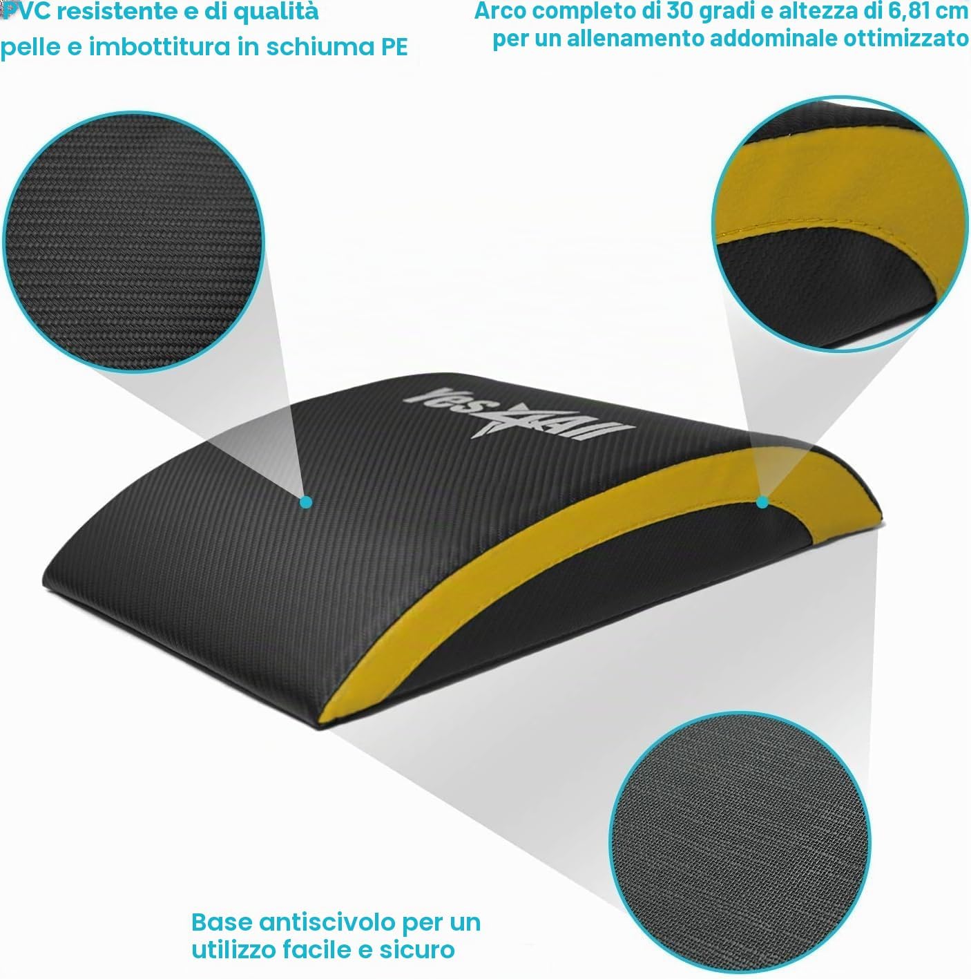 Detalle de Yes4All tappetino addominale per il fitness: trainer mat per addominali e core, supporto a 30° e superficie antiscivolo