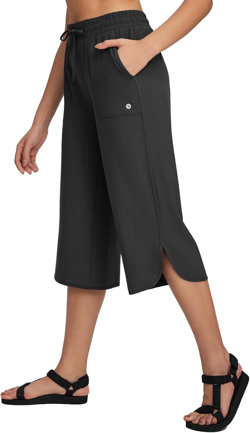 Detalle de Baleaf Women's Hiking Capri Pants UPF 50+ | Quick Dry, 4-Way Stretch Wide Leg Capris