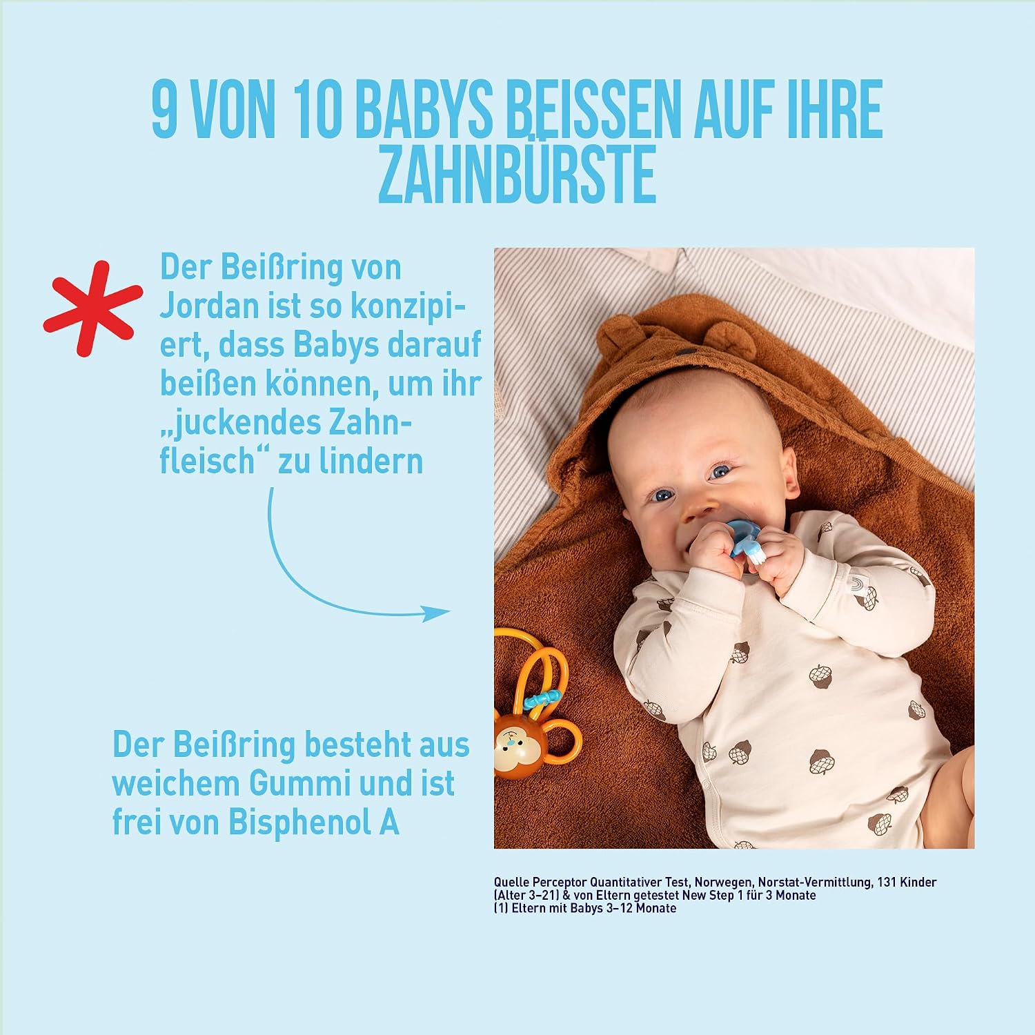 Thumbnail 2 de Jordan Step 1 Baby Zahnbürste 0–2 Jahre, 4er-Pack, Rosa/Lila – Original Kleinkindzahnbürste mit weichen Borsten und Beißring