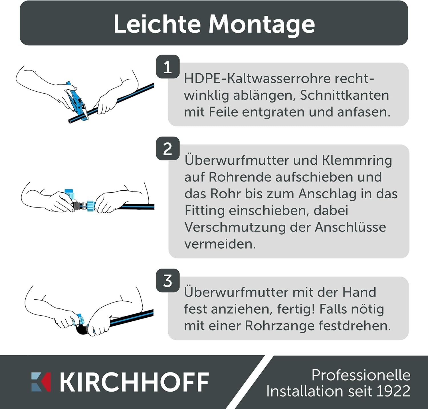 Thumbnail 4 de Kirchhoff Wasserleitung HDPE 25 mm × 50 m – DVGW geprüft, Trinkwasser geeignet, made in EU