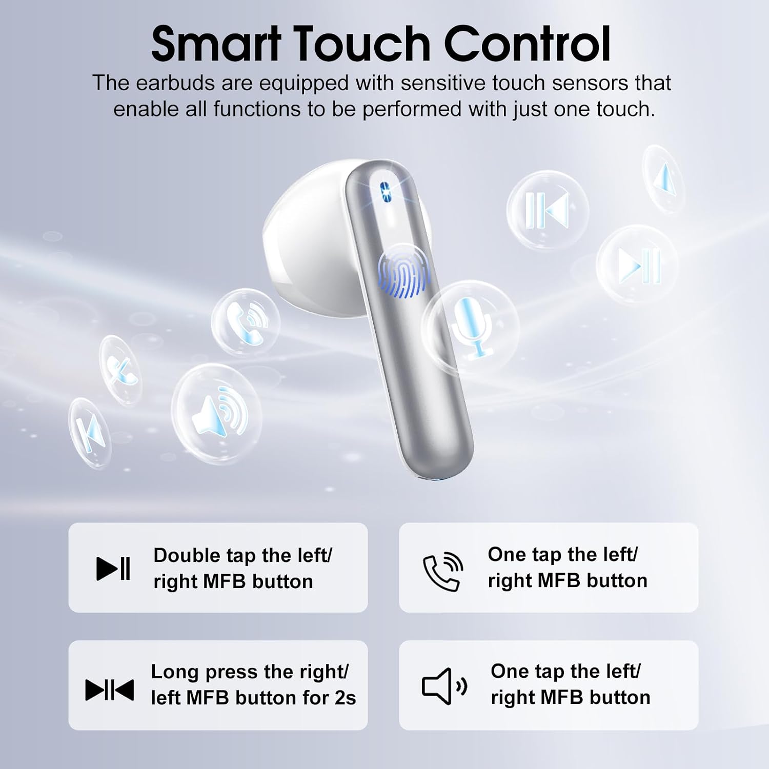 Detalle 2 de Cillso Wireless Earbuds Bluetooth 5.4 HiFi Stereo with 4 ENC Mic and up to 40H